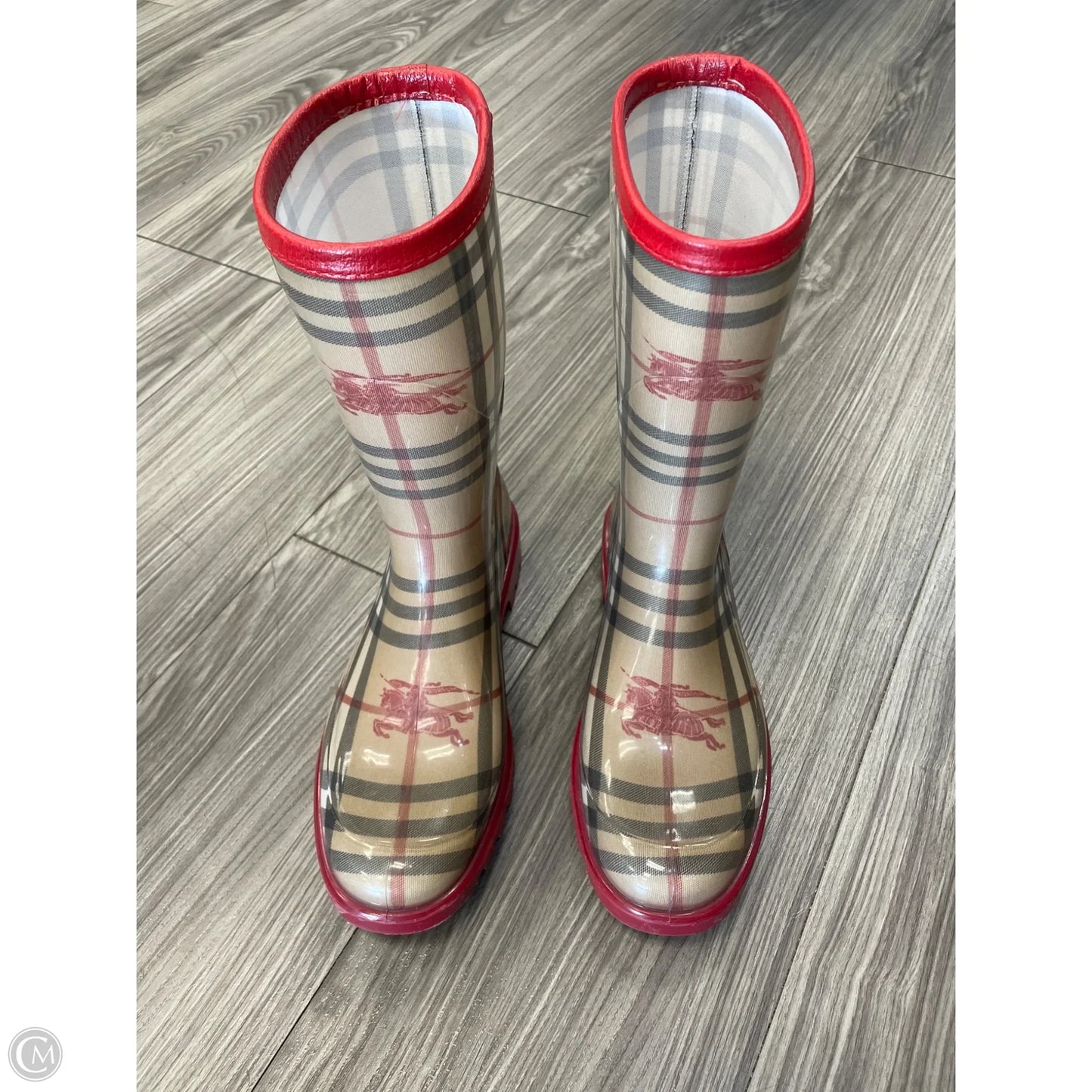 Boots Rain By Burberry In Brown & Red, Size: 7