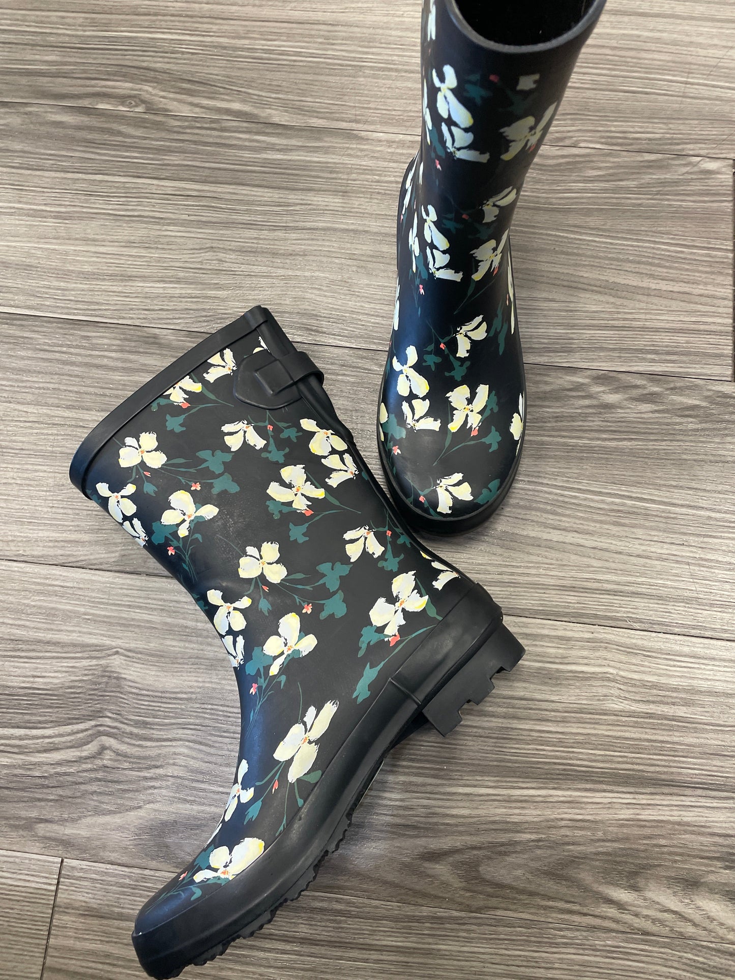 Boots Rain By Clothes Mentor In Floral Print, Size: 9