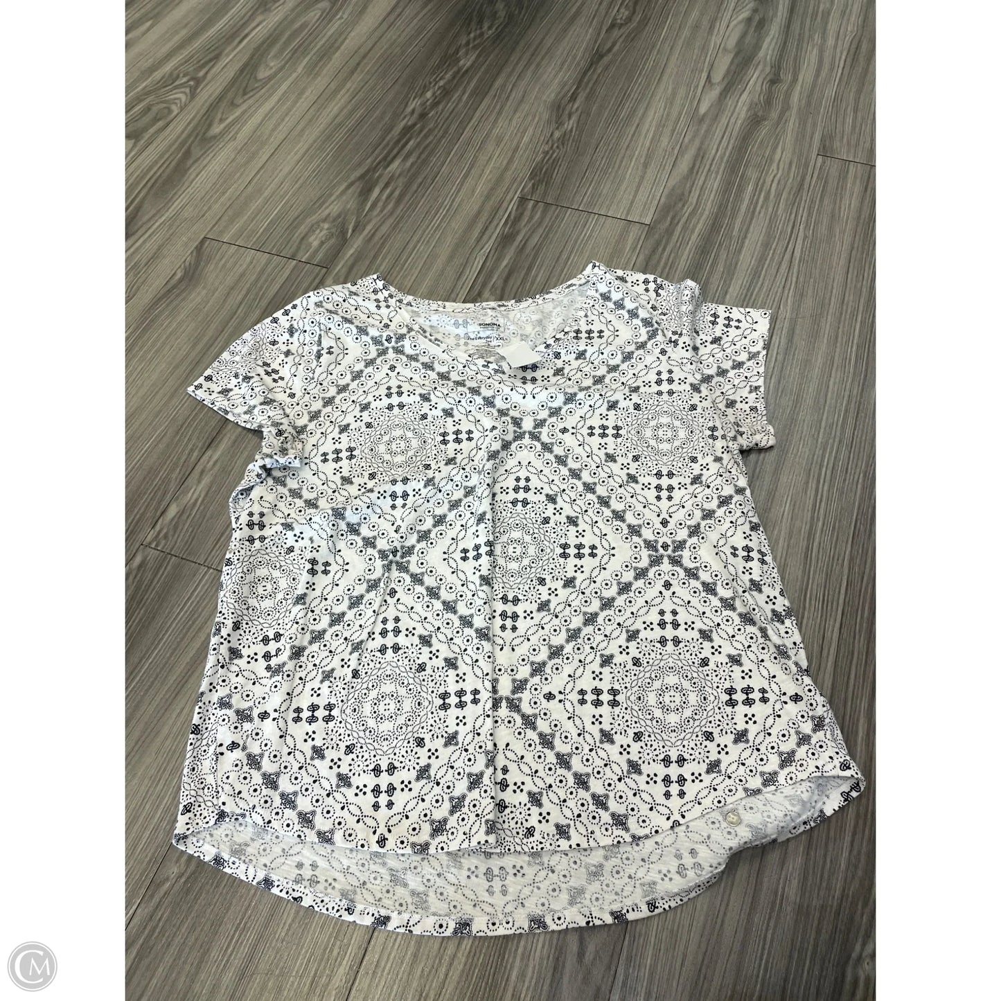 Top Short Sleeve By Sonoma In Black & White, Size: Xxl