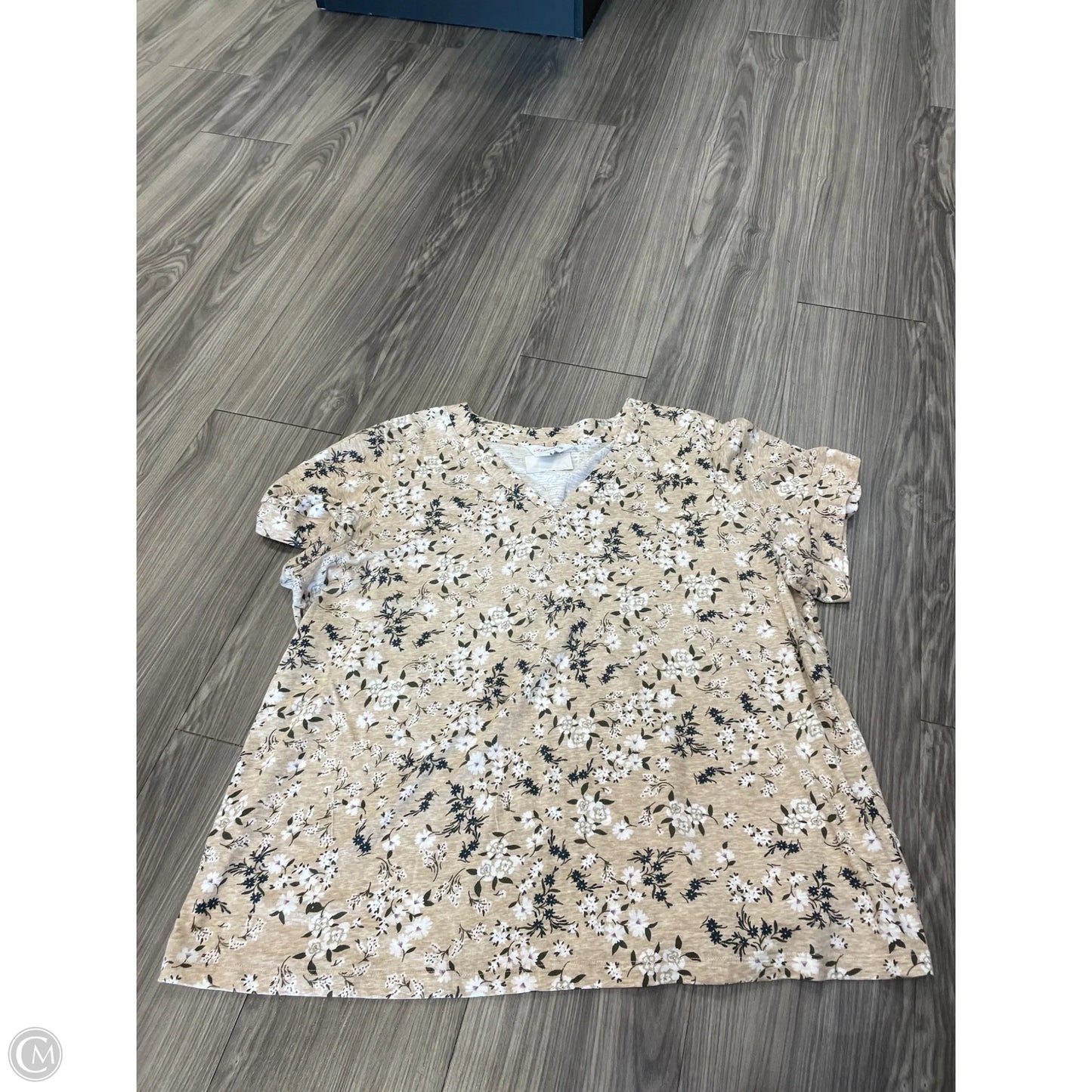 Top Short Sleeve By Liz Claiborne In Floral Print, Size: Xxl