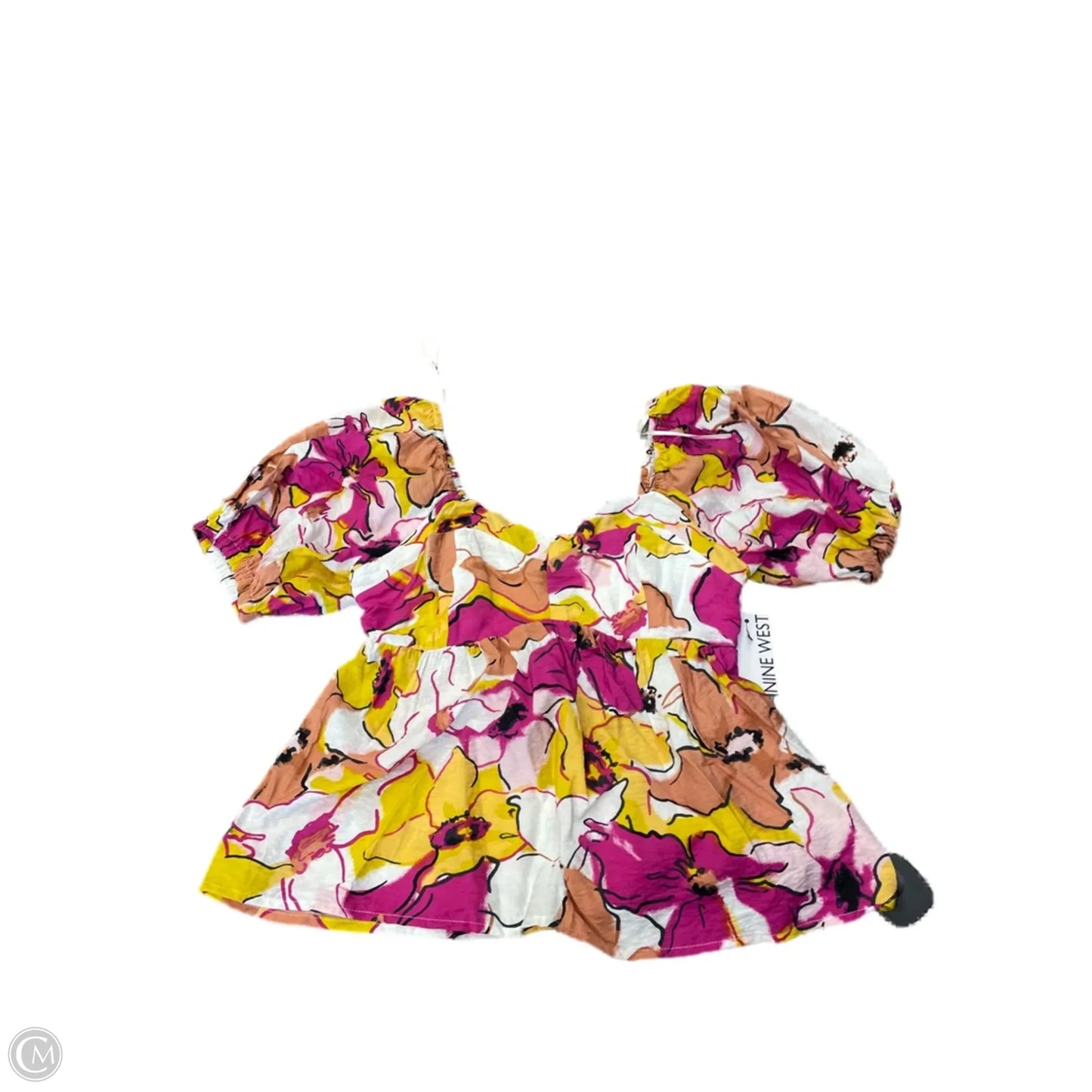 Top Short Sleeve By Nine West In Floral Print, Size: M