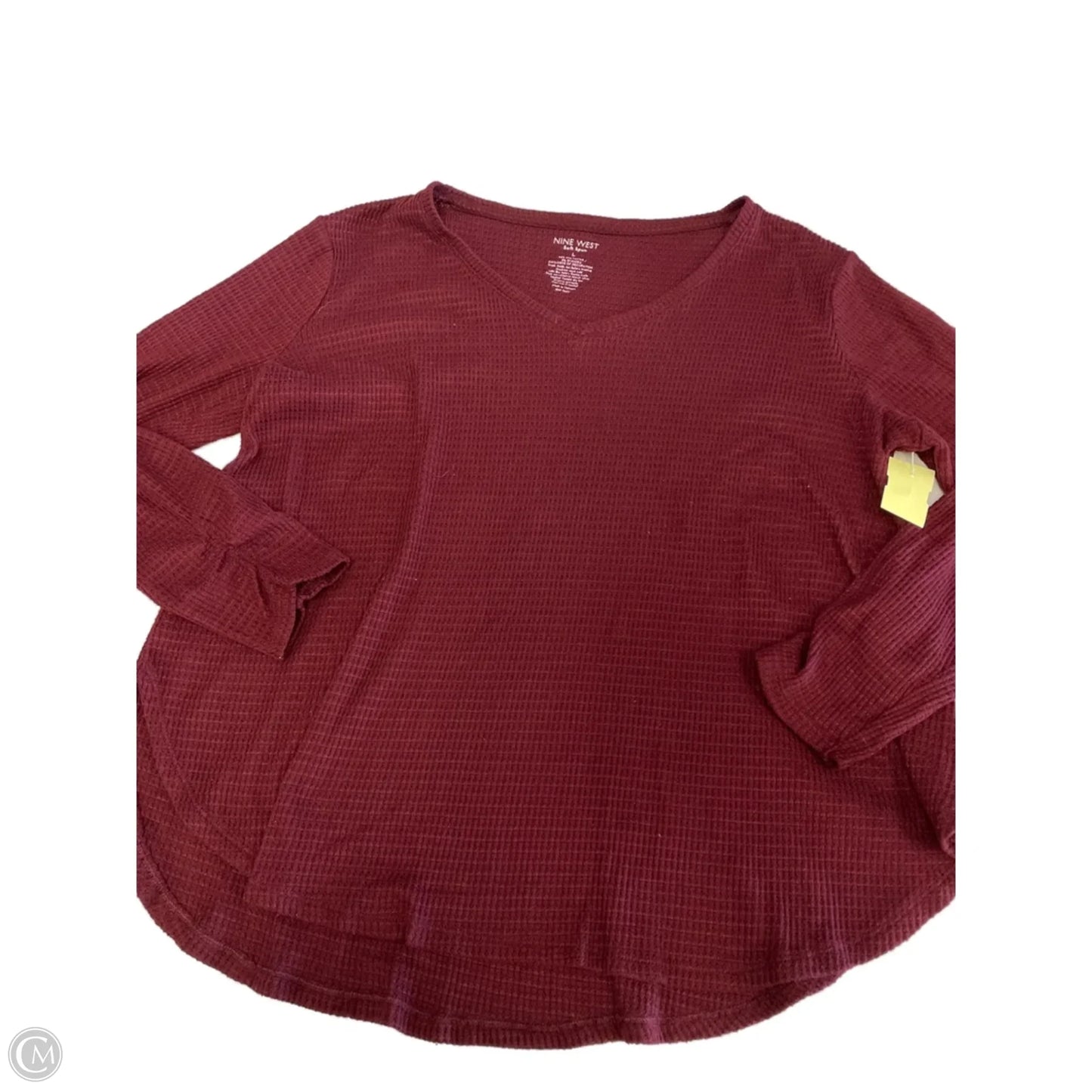 Top Long Sleeve Basic By Nine West In Maroon, Size: L