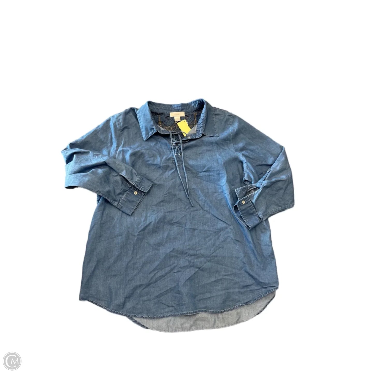 Top Long Sleeve Basic By Cj Banks In Blue, Size: Xl