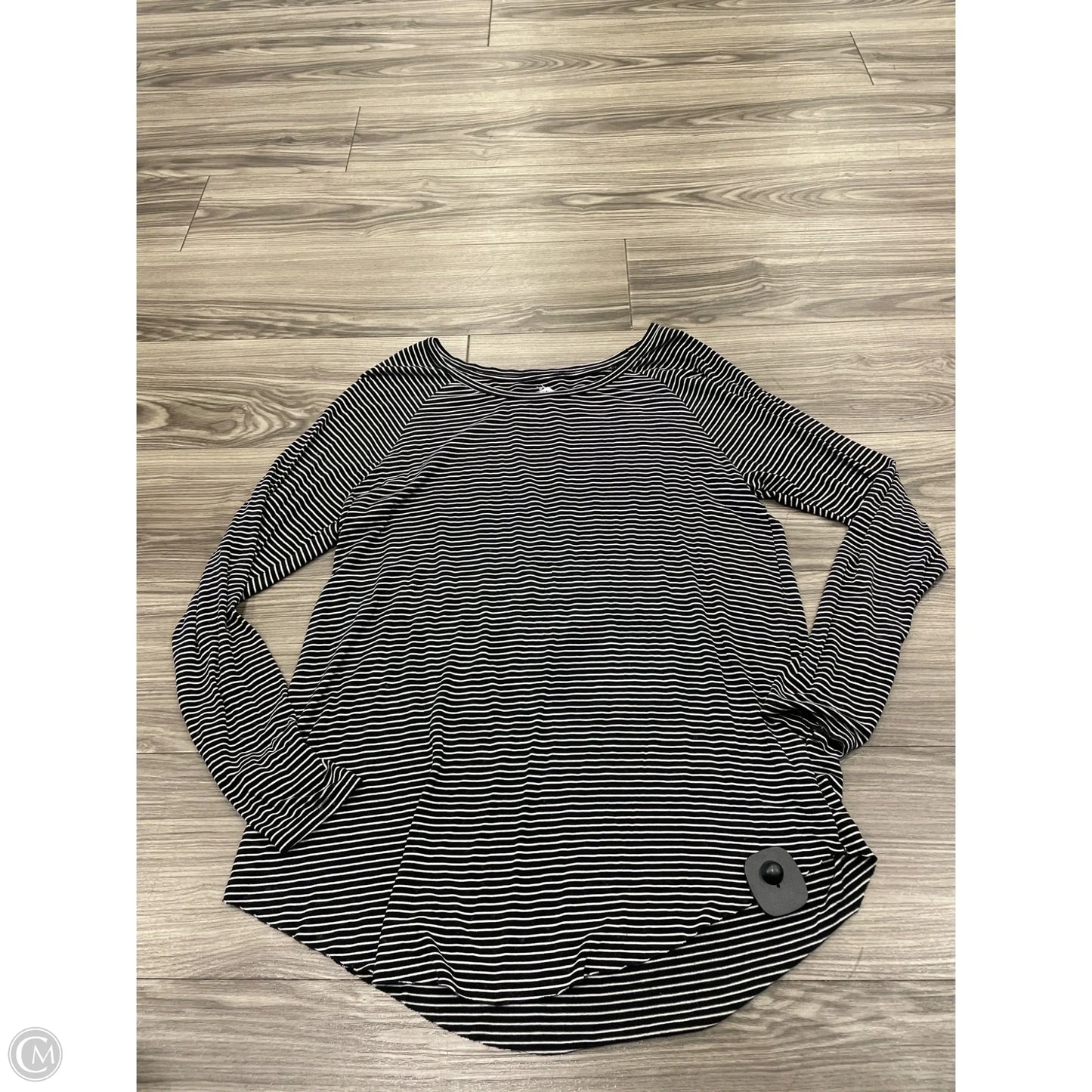 Top Long Sleeve Basic By American Eagle In Striped Pattern, Size: L