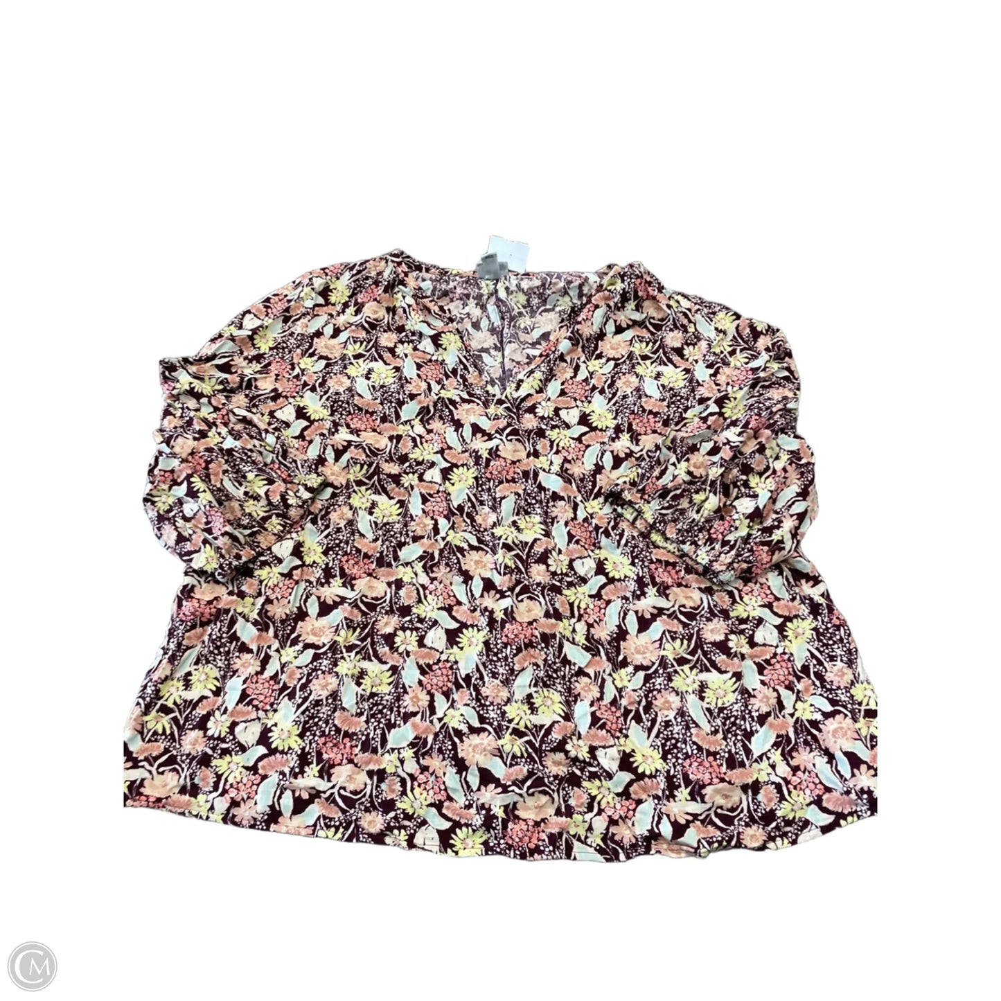 Top Long Sleeve By Ava & Viv In Floral Print, Size: 1x