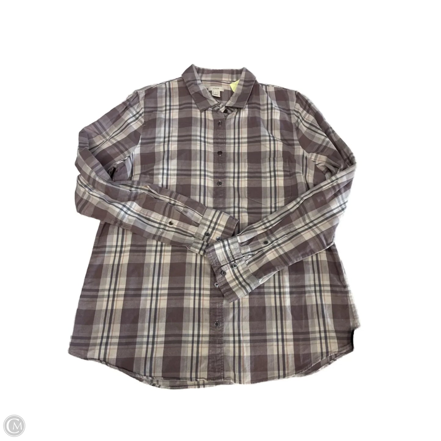 Top Long Sleeve By J. Crew In Plaid Pattern, Size: L