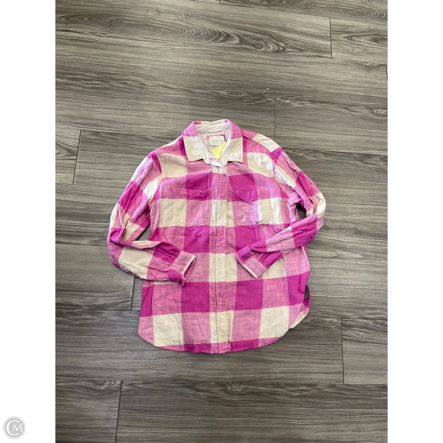 Top Long Sleeve By American Eagle In Plaid Pattern, Size: Xs