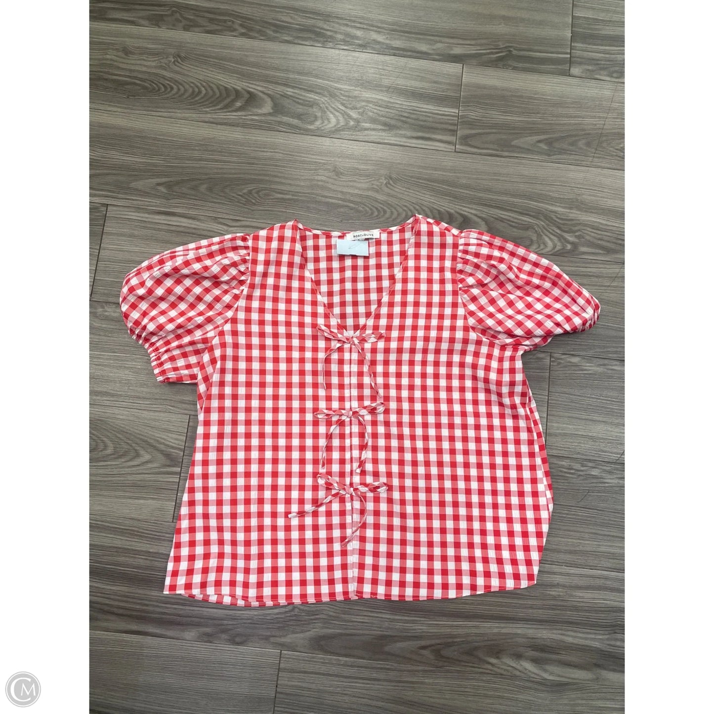 Top Short Sleeve By Rose And Olive In Plaid Pattern, Size: Xl