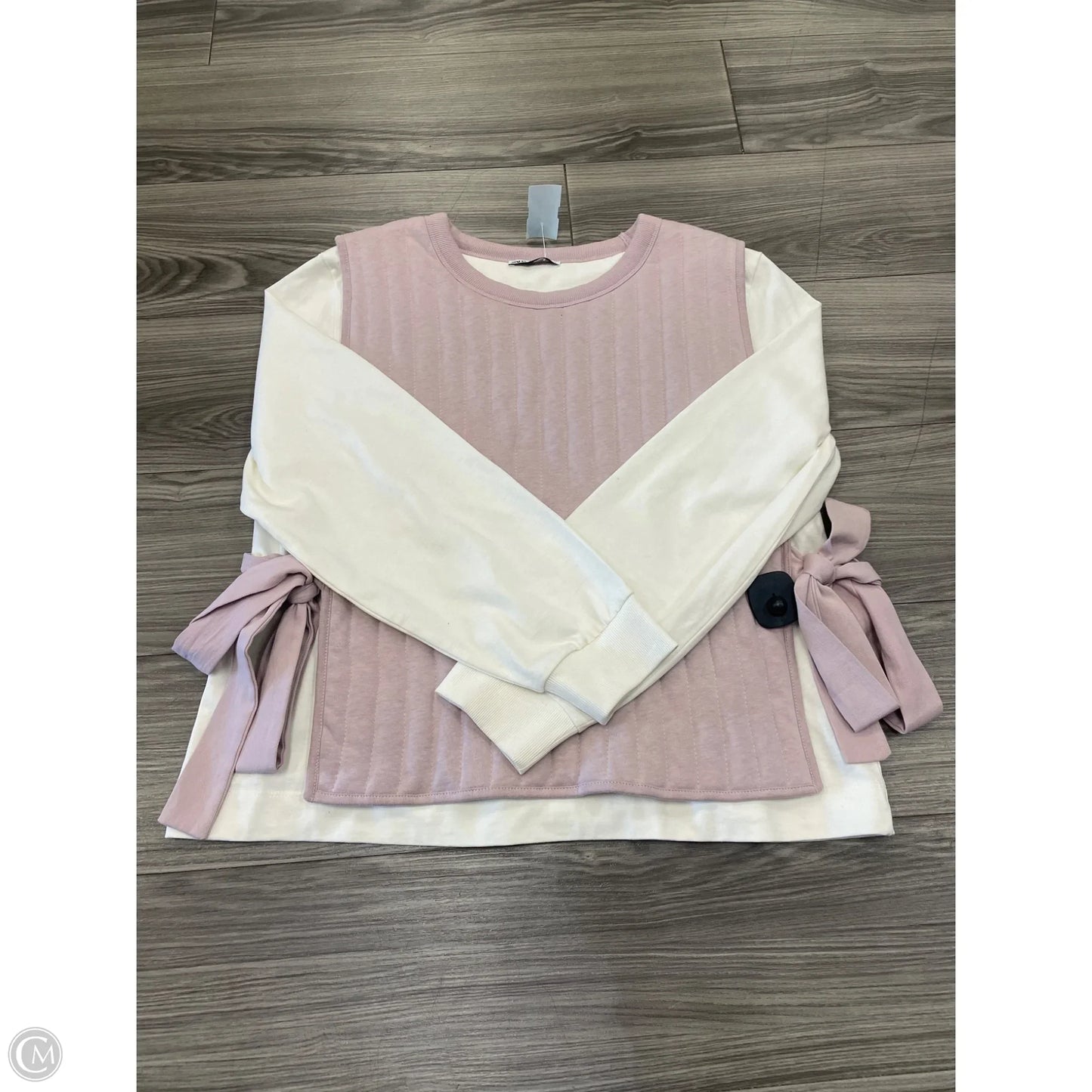 Sweatshirt Collar By Zara In Pink & White, Size: L