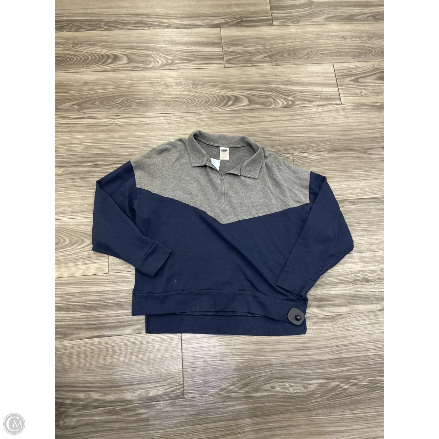 Sweatshirt Collar By Pink In Blue & Grey, Size: L
