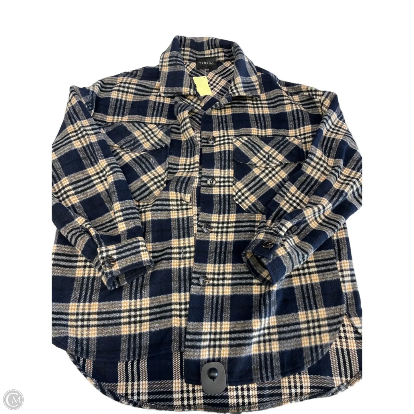 Jacket Shirt By Timing In Plaid Pattern, Size: S