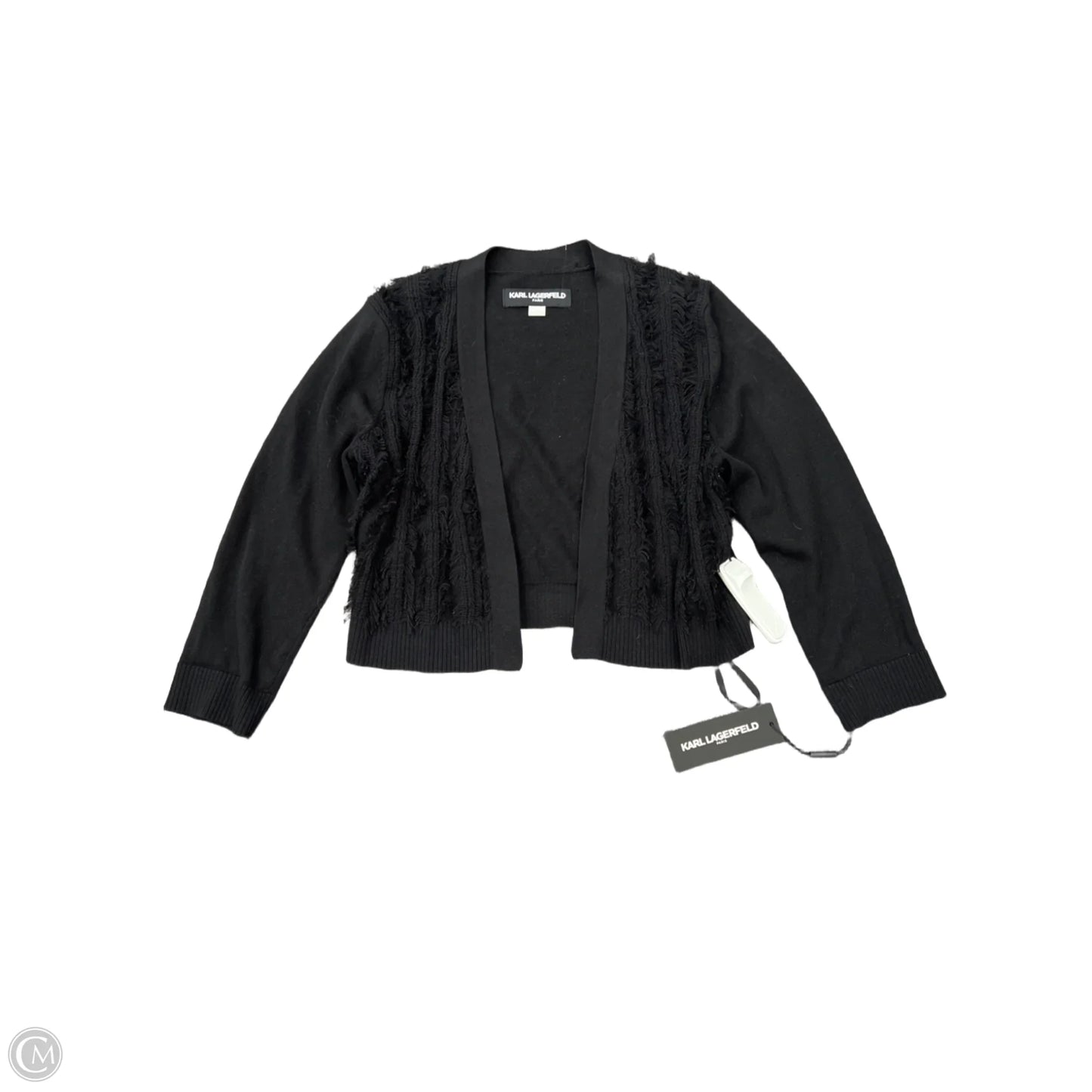 Sweater Cardigan Designer By Karl Lagerfeld In Beige, Size: M