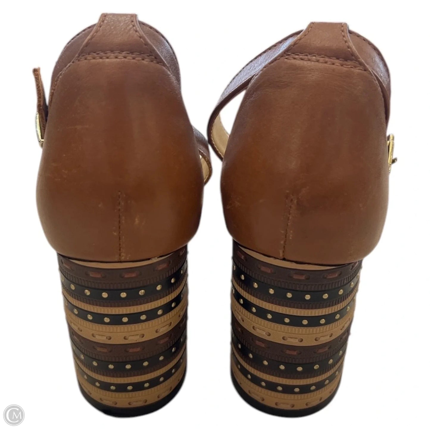 Sandals Heels Block By Cmc In Brown, Size: 9