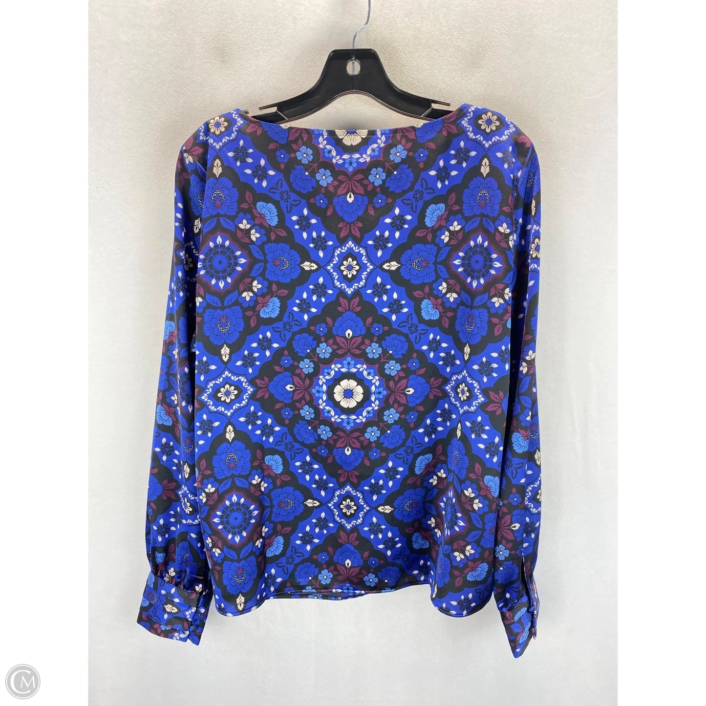 Blouse Long Sleeve By Ann Taylor In Blue & Purple, Size: L