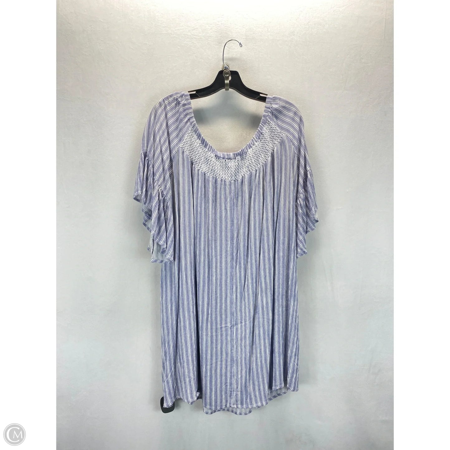 Top Short Sleeve By Ana In Blue & White, Size: Xxl