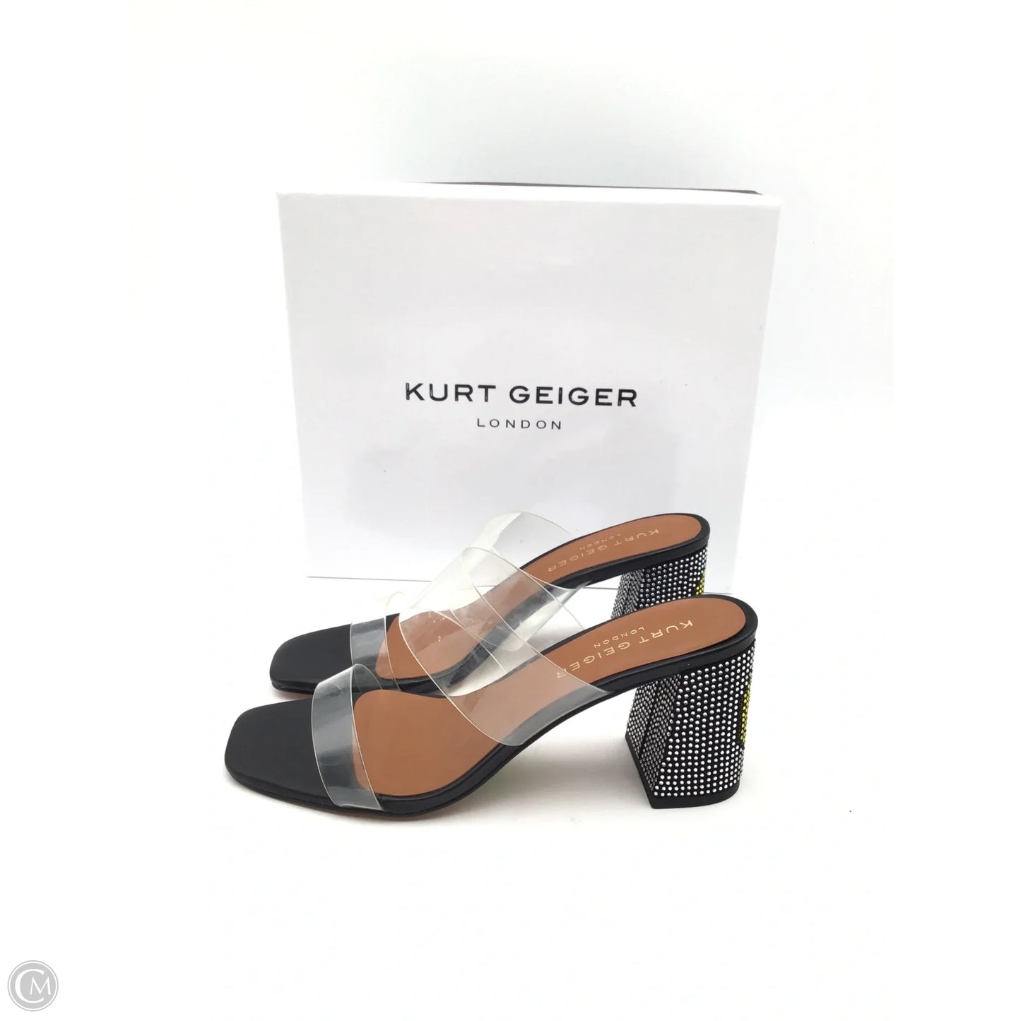 Sandals Heels Block By Kurt Geiger London In Black & Yellow, Size: 10.5