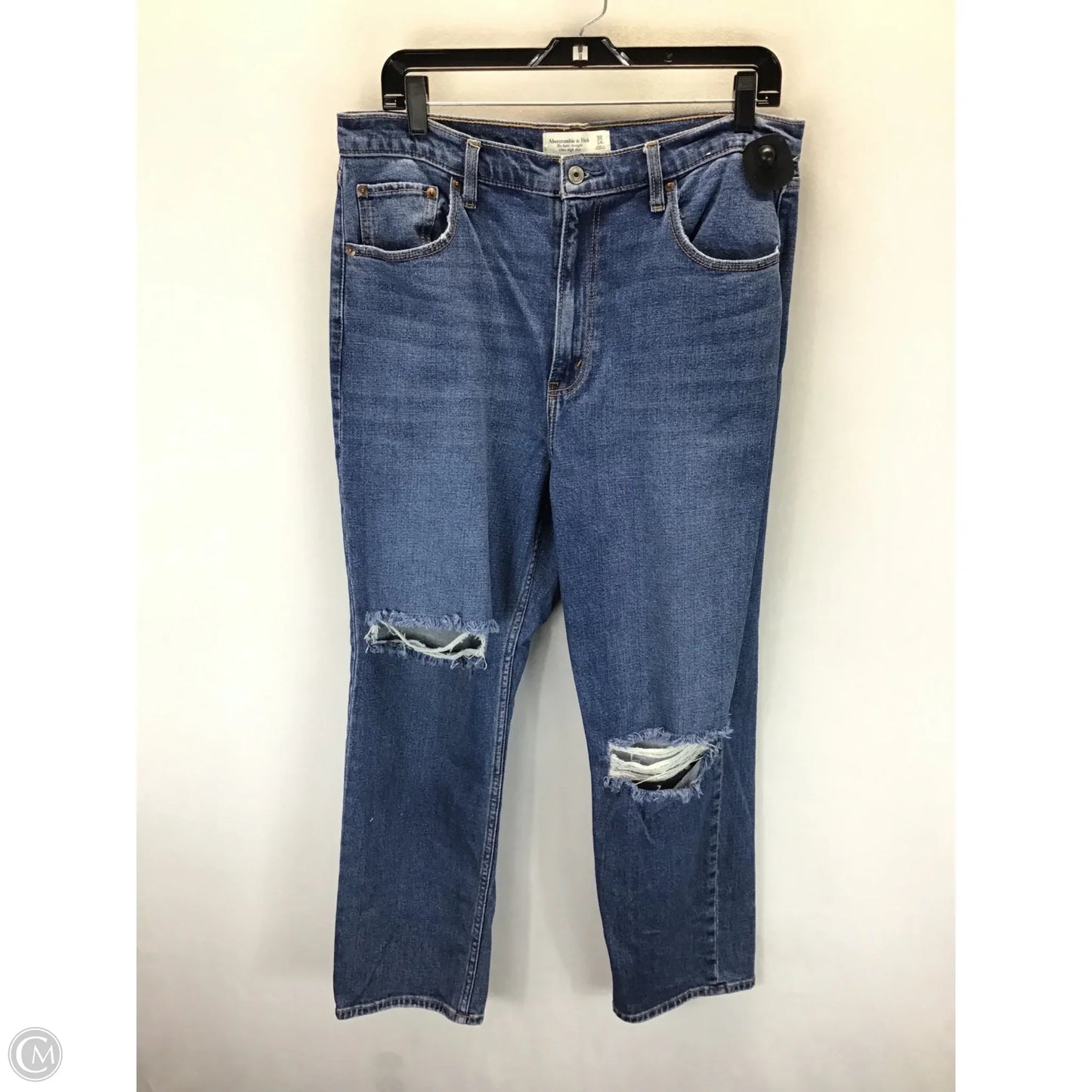 Jeans Straight By Abercrombie And Fitch In Blue Denim, Size: 14