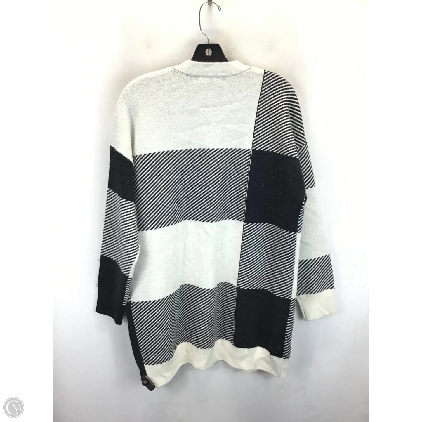 Sweater Cardigan By Clothes Mentor In Black & White, Size: L