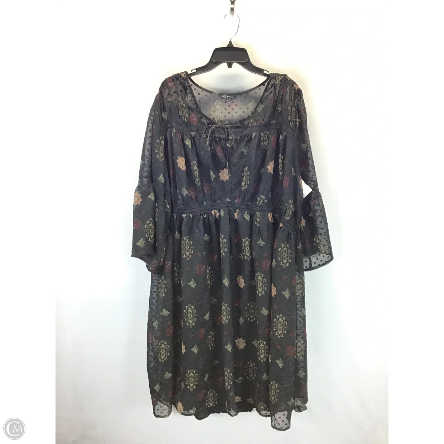 Dress Casual Midi By Lucky Brand In Black & Green, Size: 3x