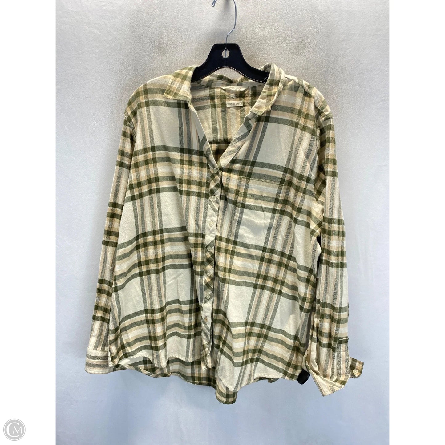 Top Long Sleeve By Weatherproof In Plaid Pattern, Size: Xl