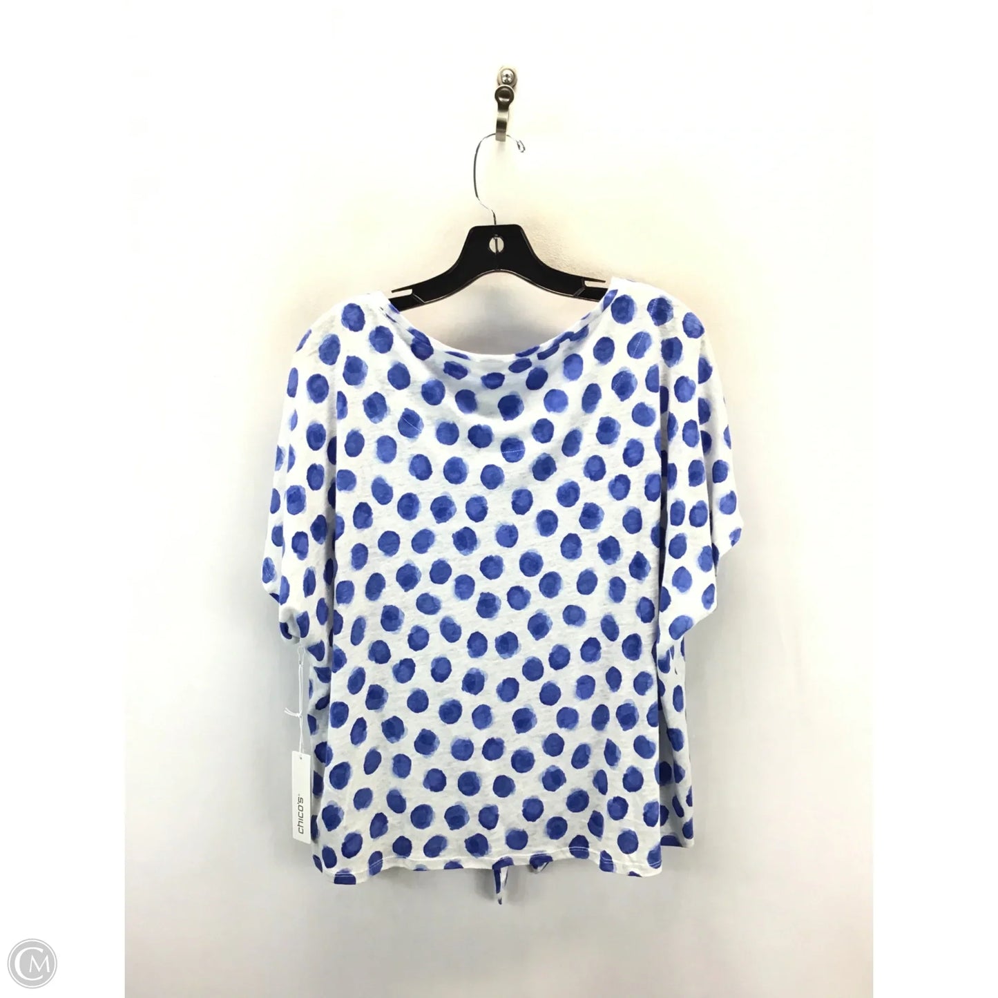 Top Short Sleeve By Chicos In Blue & White, Size: L