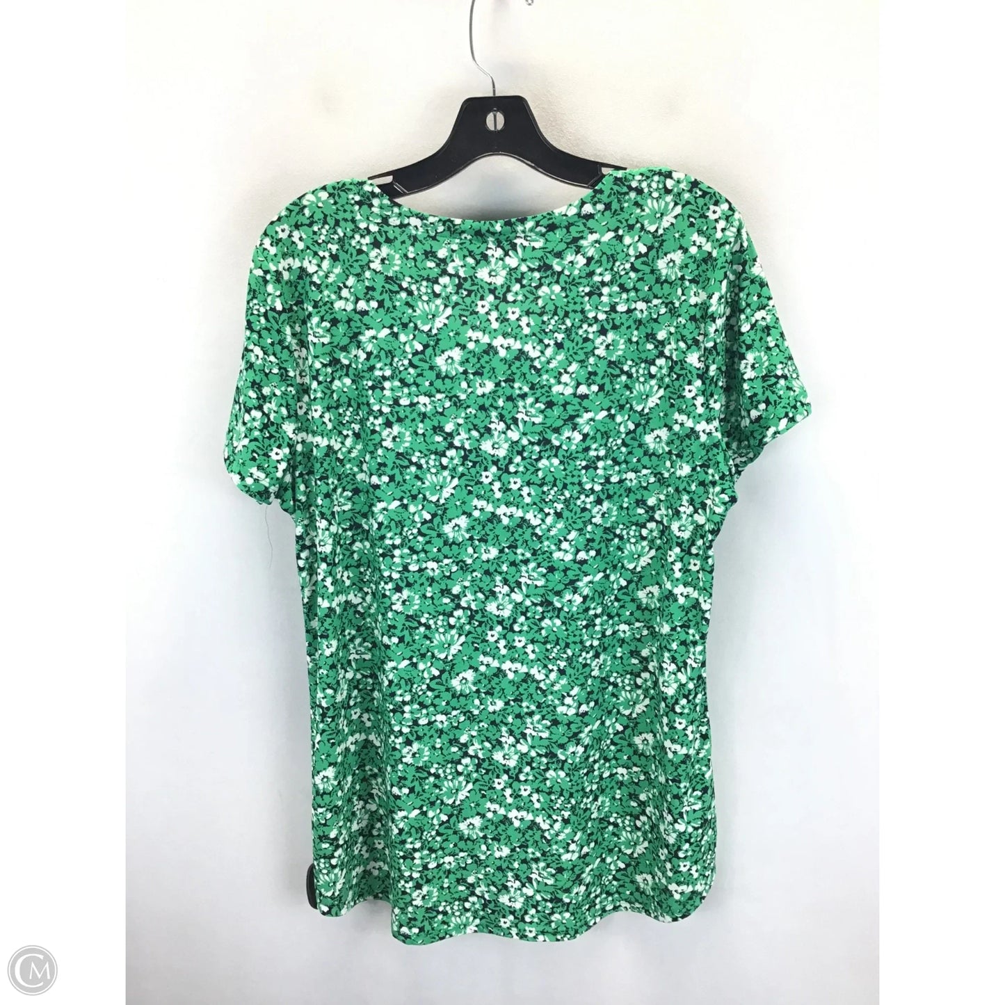 Top Short Sleeve By Jones New York In Green & White, Size: L