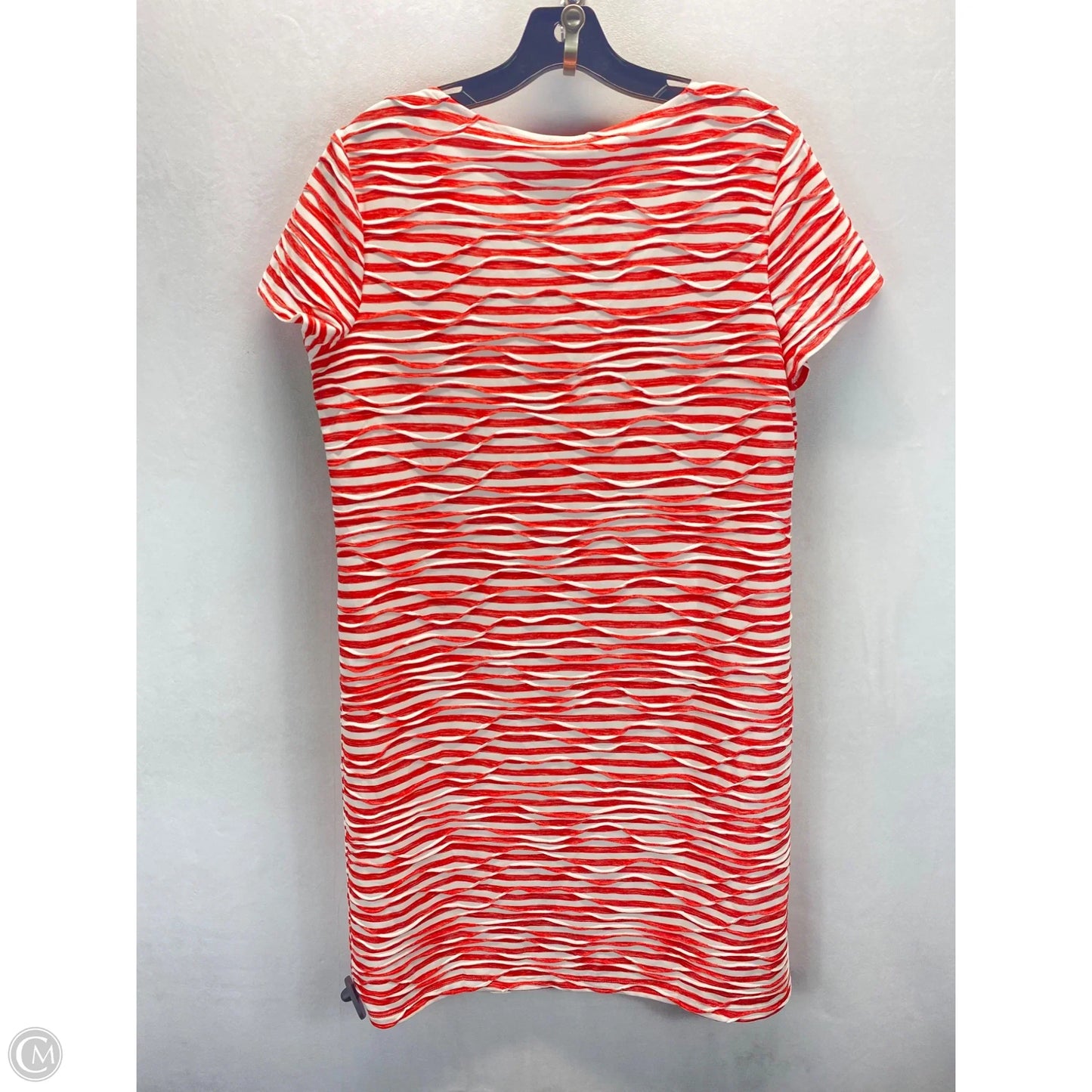 Dress Casual Midi By Chicos In Orange & White, Size: M