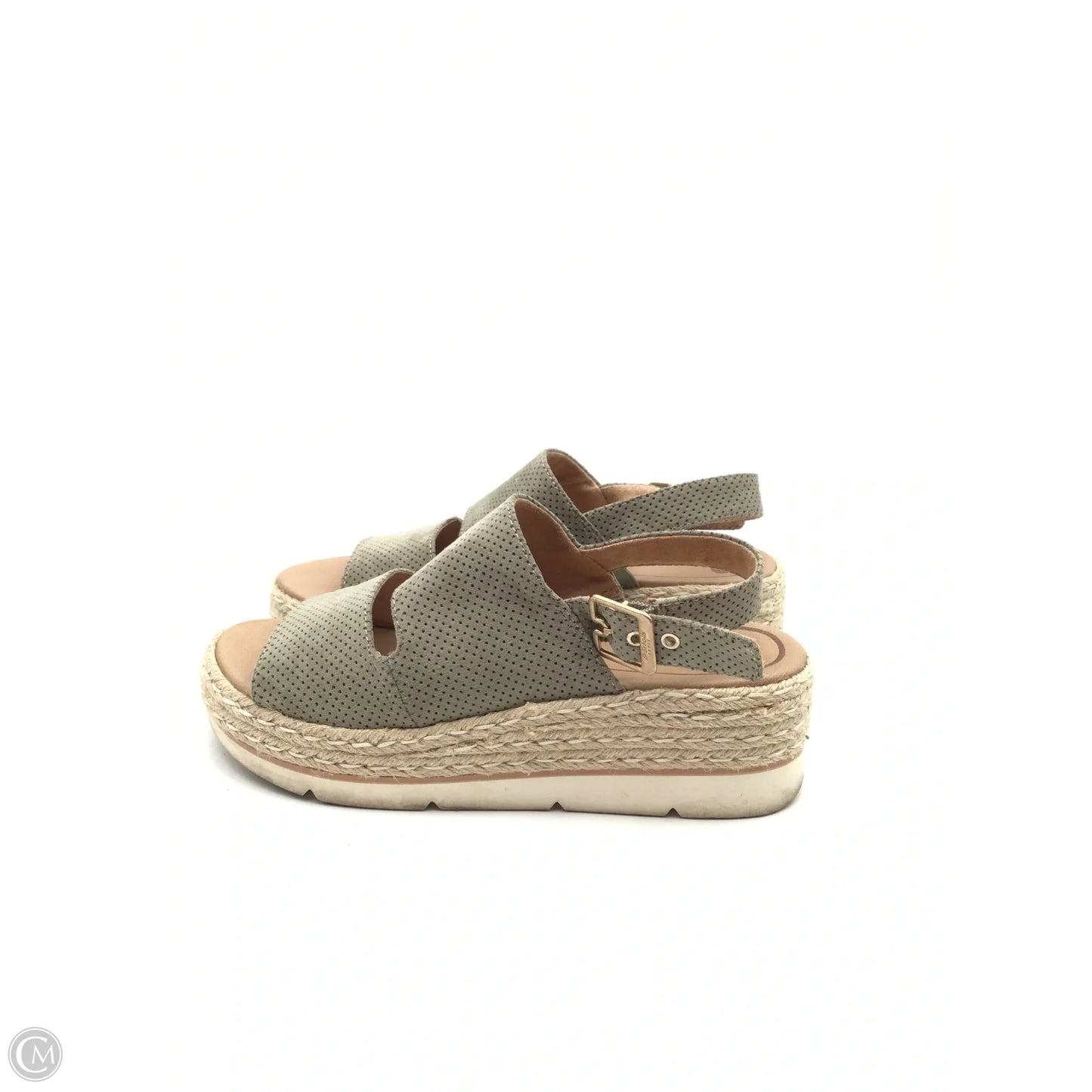 Sandals Heels Platform By Dr Scholls In Green & Tan, Size: 7