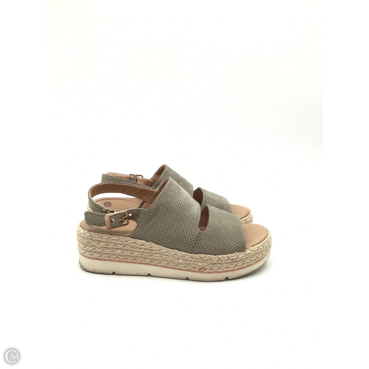 Sandals Heels Platform By Dr Scholls In Green & Tan, Size: 7