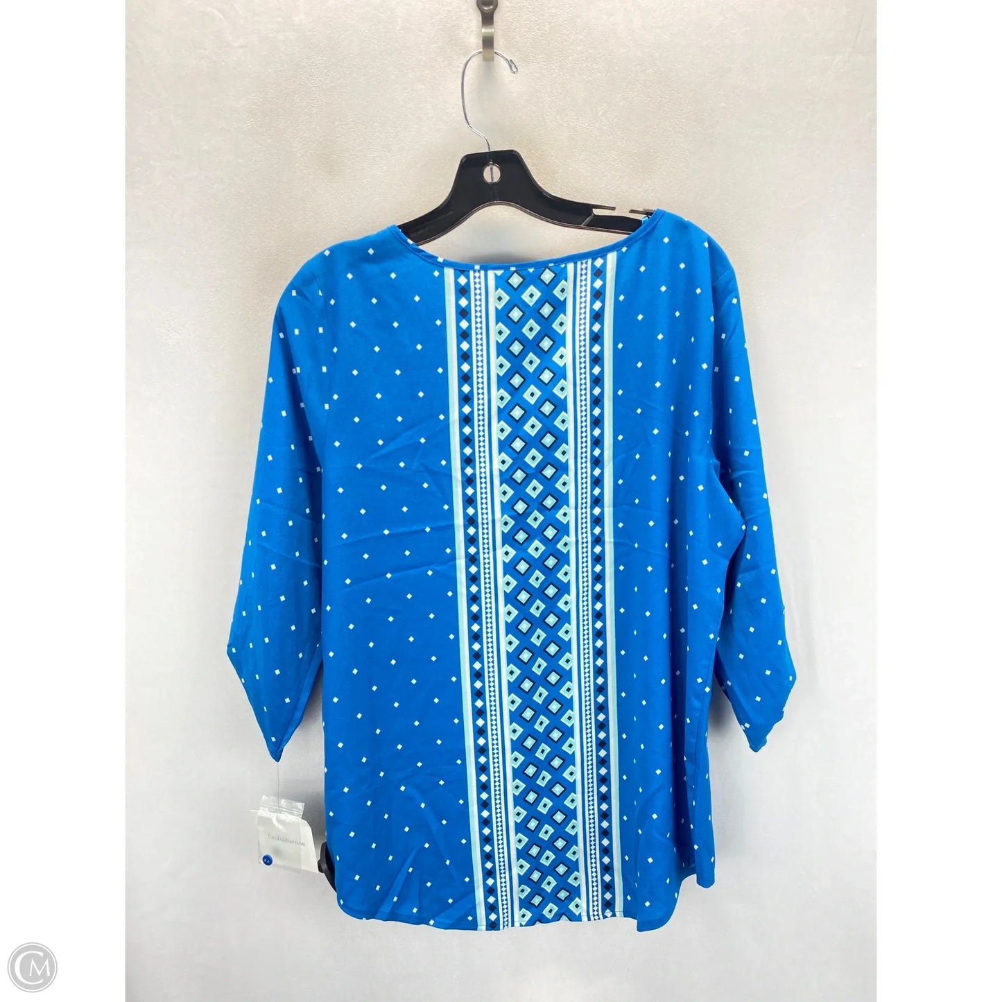 Top 3/4 Sleeve By Croft And Barrow In Blue & White, Size: M