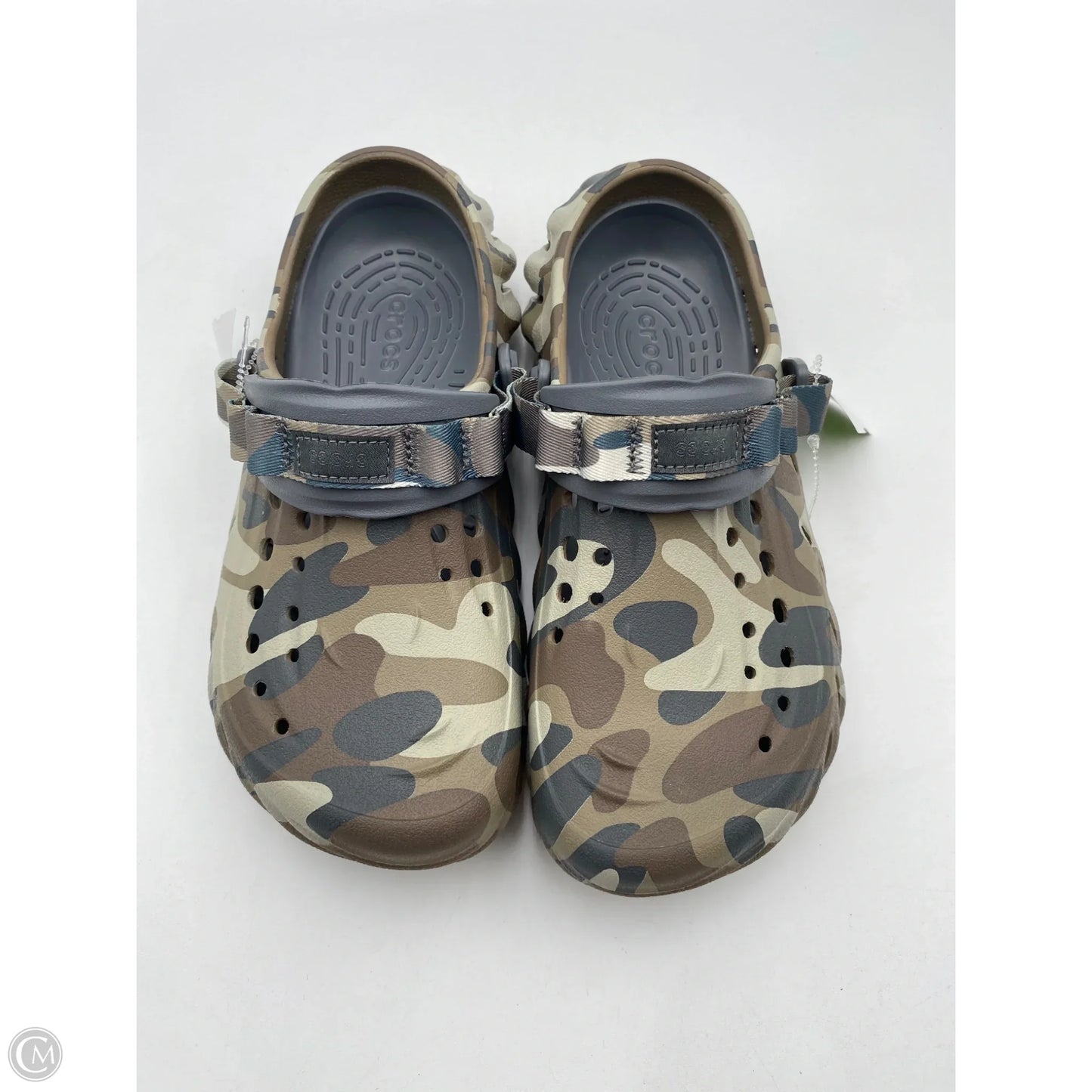 Sandals Heels Platform By Crocs In Camouflage Print, Size: 9