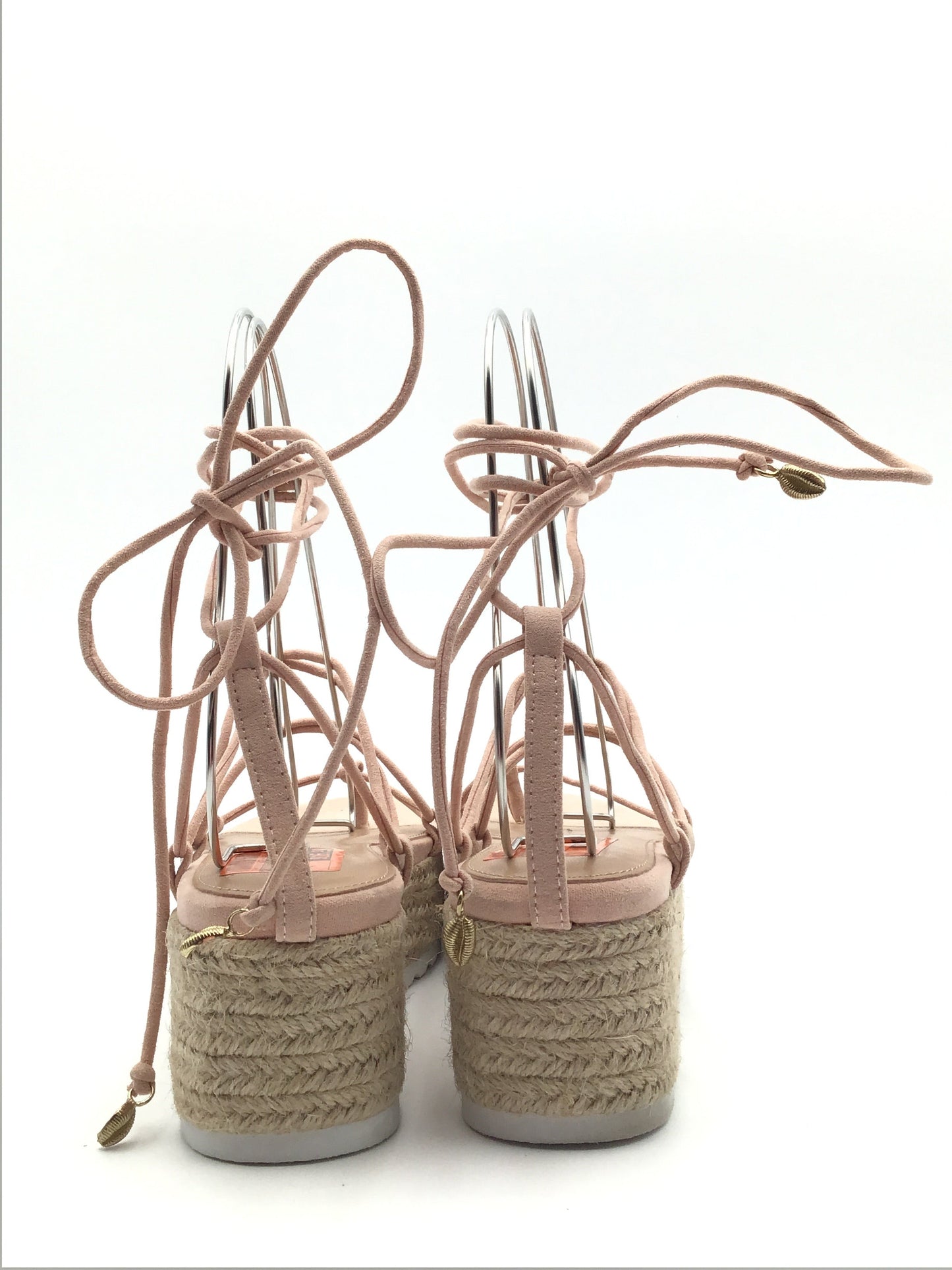 Nude Sandals Heels Wedge Shoedazzle, Size 9