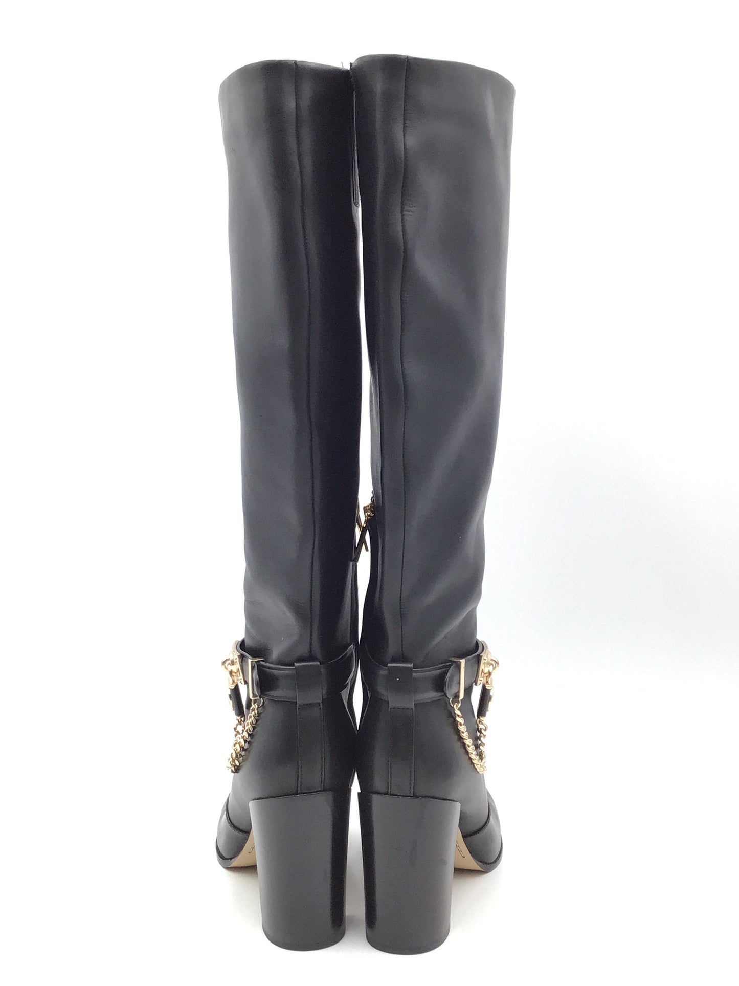 Boots Knee Heels By Michael Kors In Black & Gold, Size: 8