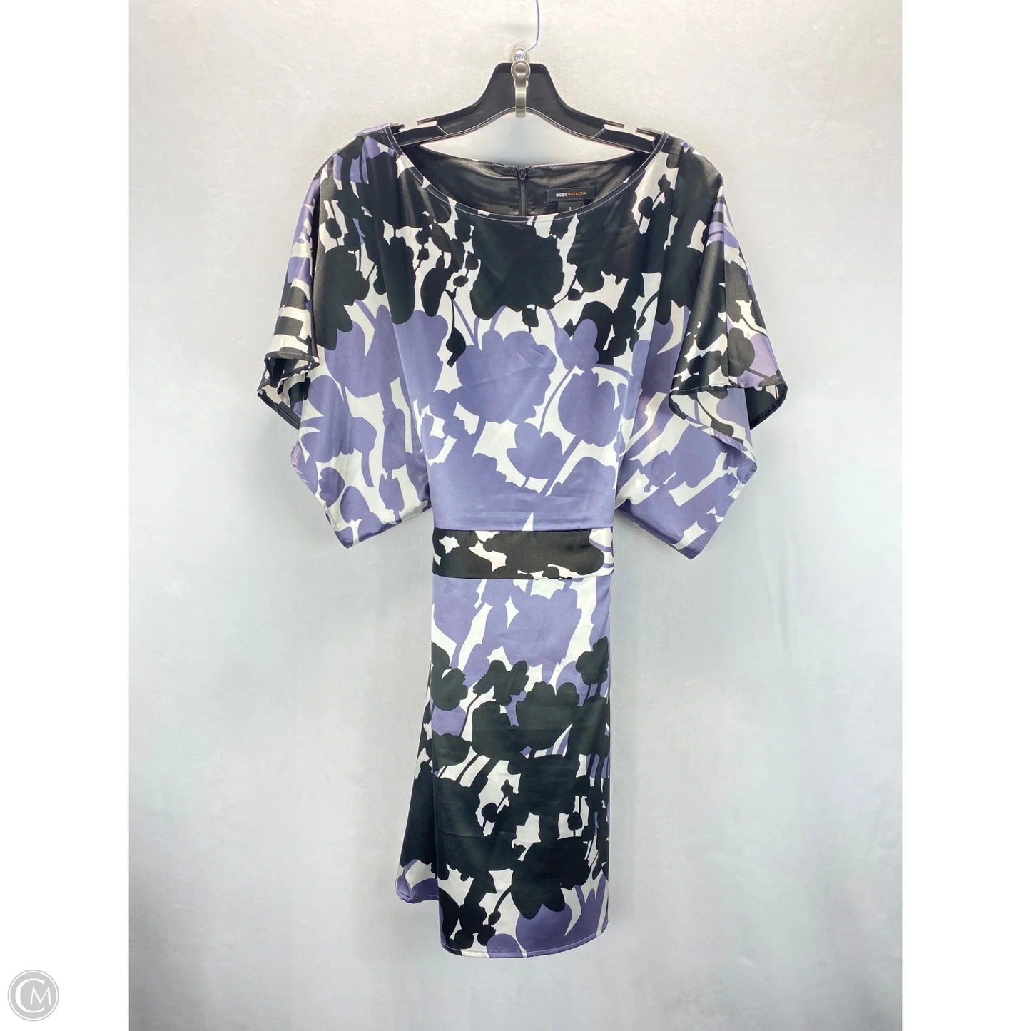 Dress Casual Midi By Bcbgmaxazria In Black & Purple, Size: S