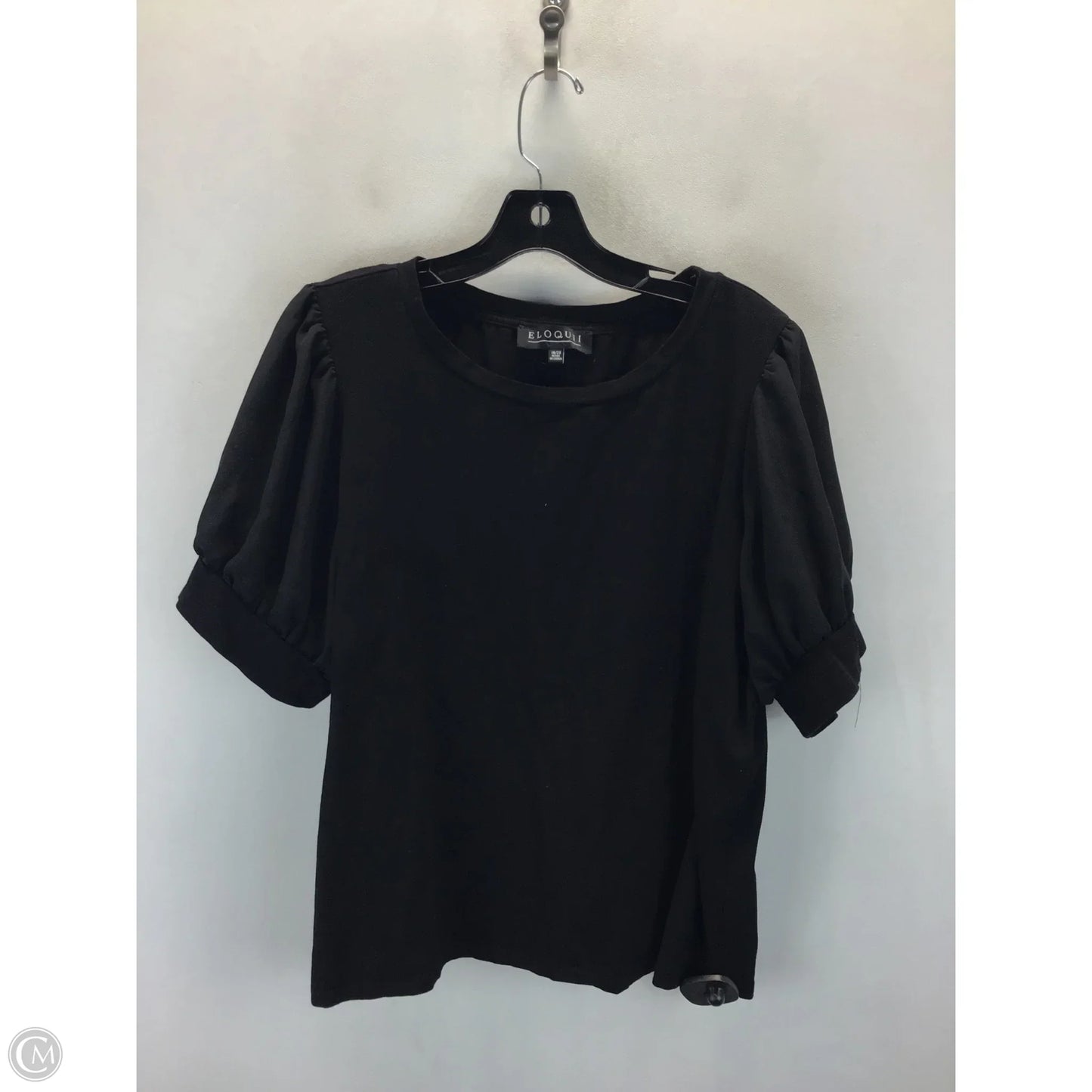 Top Short Sleeve By Eloquii In Black, Size: 18