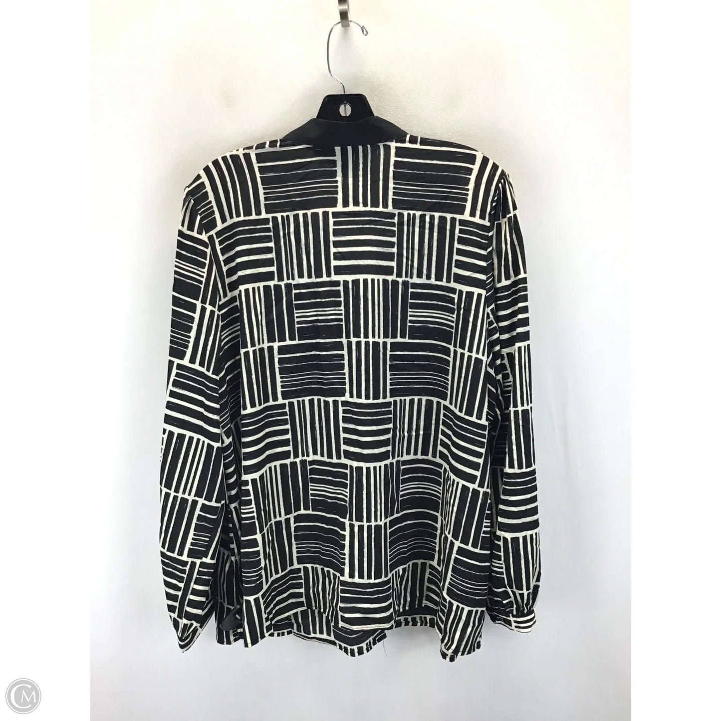 Top LS By Eloquii In Black & White, Size: 18