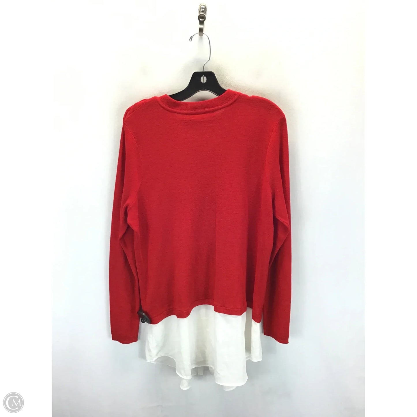 Sweater By Lauren By Ralph Lauren In Red & White, Size: 1x