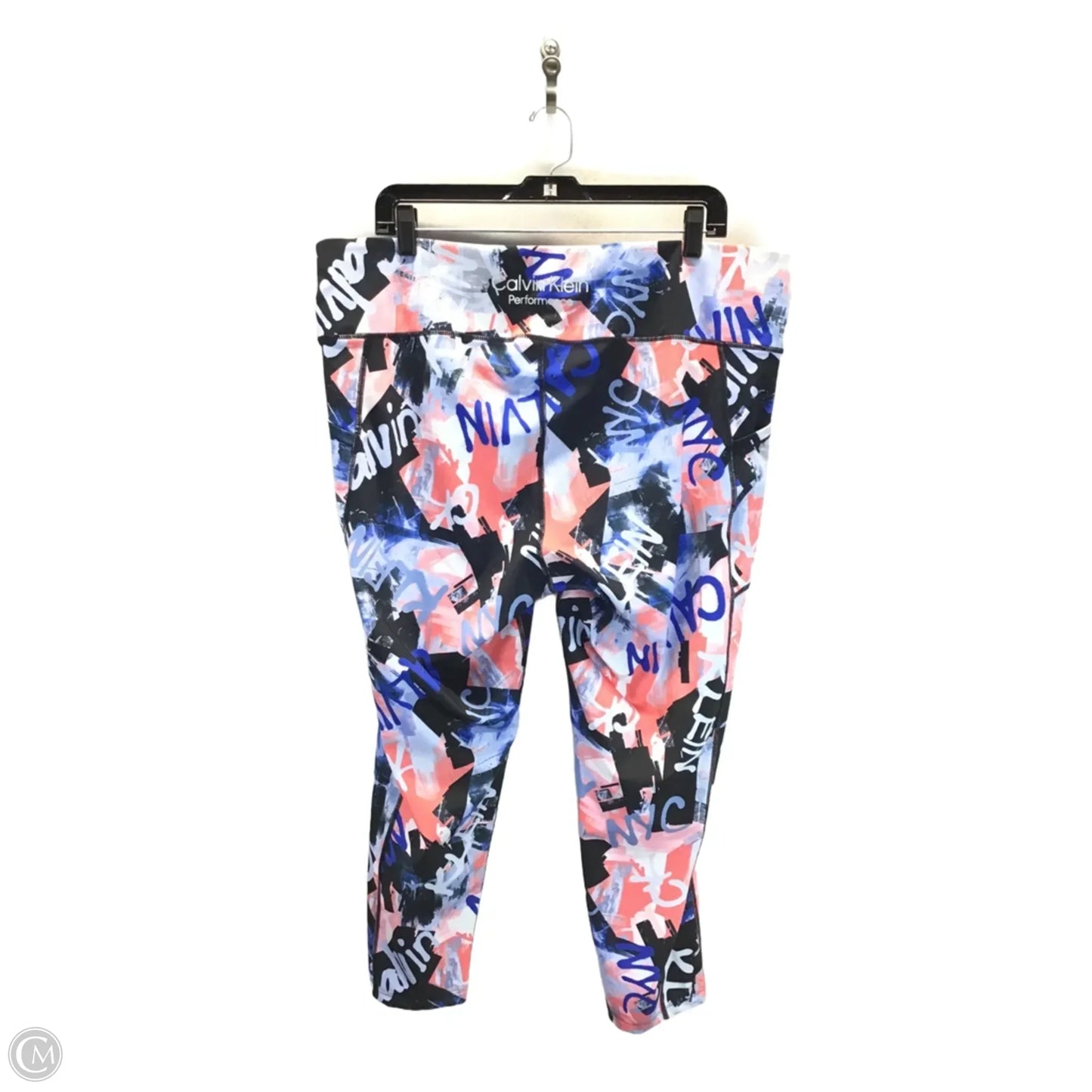 Athletic Leggings By Calvin Klein In Blue & Pink, Size: 3x