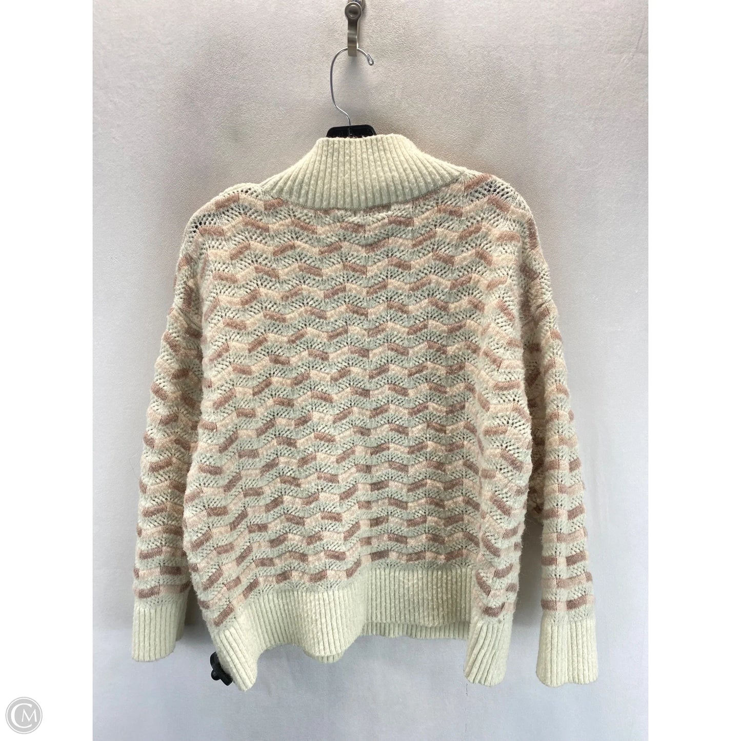 Sweater By Liz Claiborne In Cream & Pink, Size: Xxl