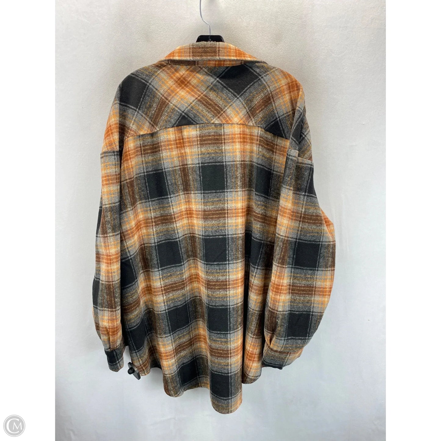 Sweater Cardigan By Zenana In Plaid Pattern, Size: 2x