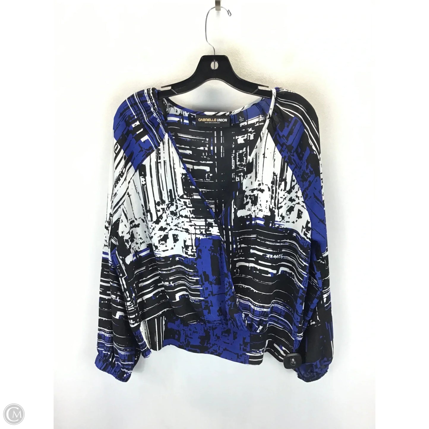 Top Long Sleeve By New York And Co In Black & Blue, Size: L