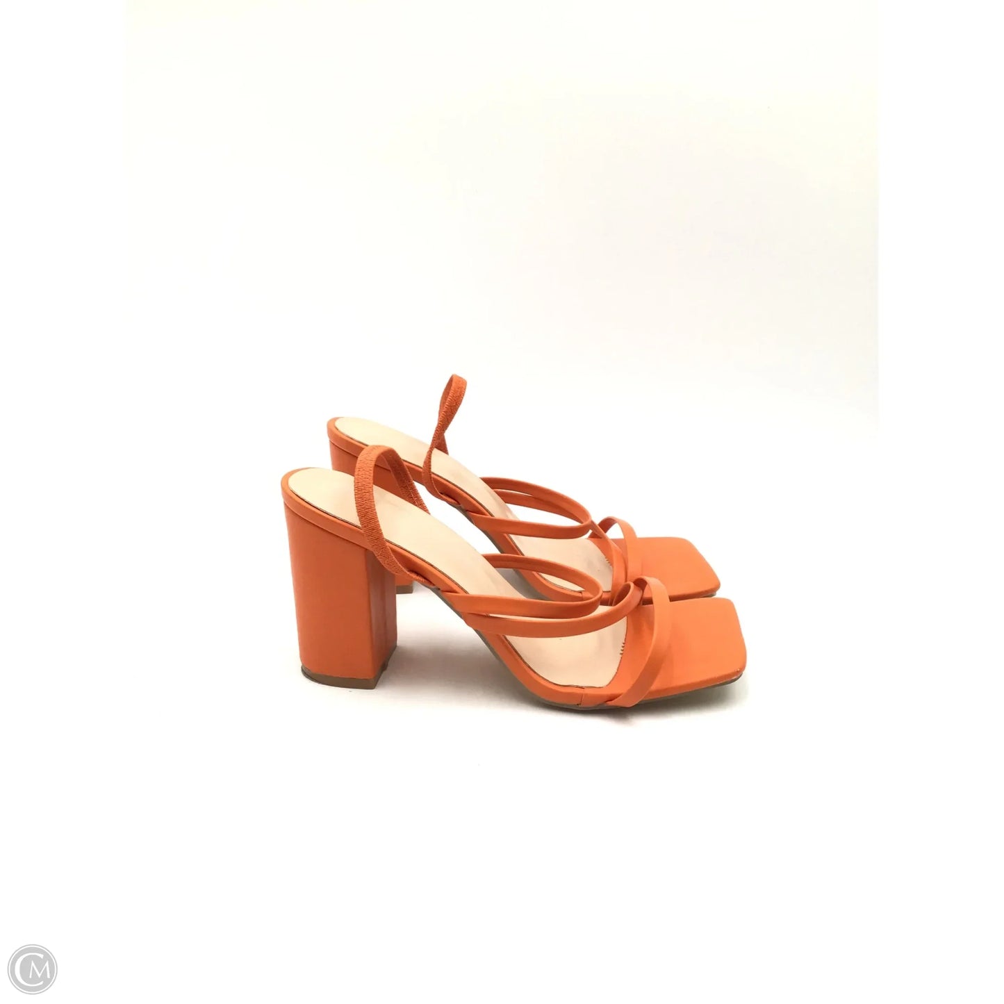 Sandals Heels Block By Clothes Mentor In Orange, Size: 7.5