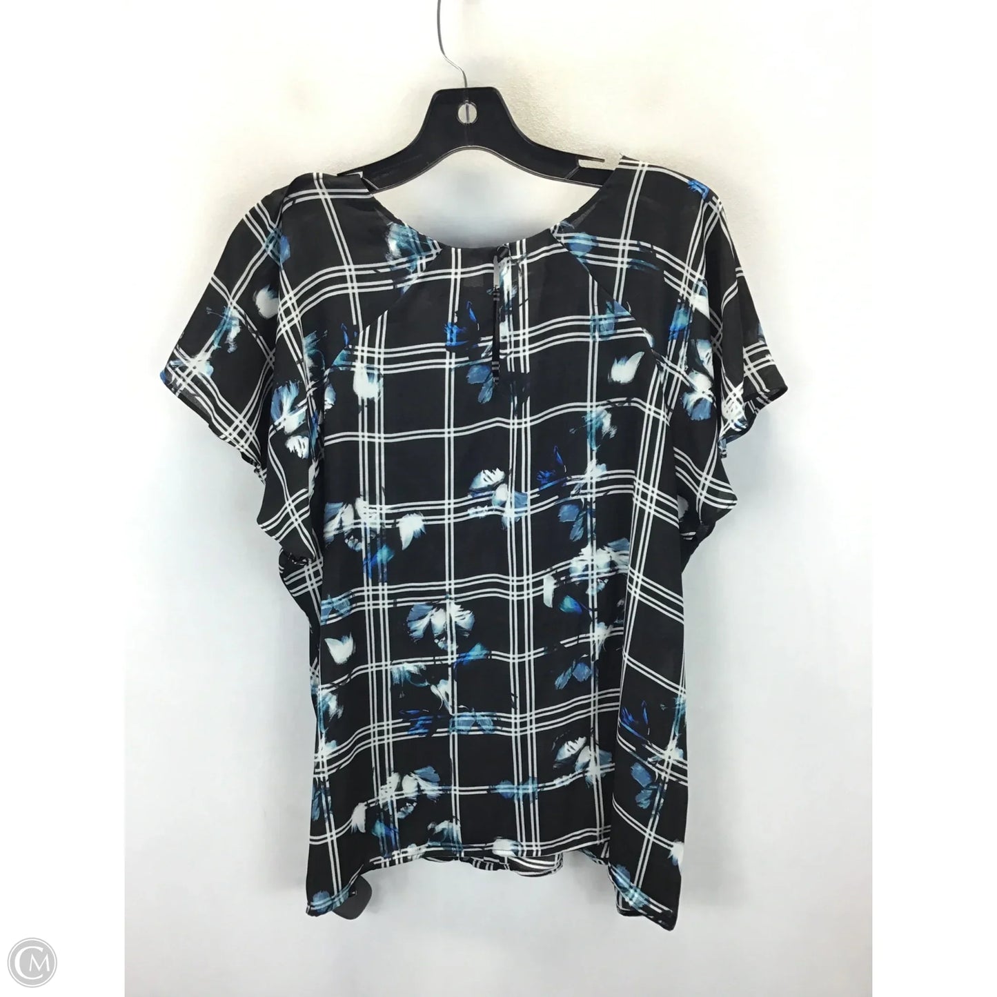 Top Short Sleeve By Worthington In Black & Blue, Size: Xxl