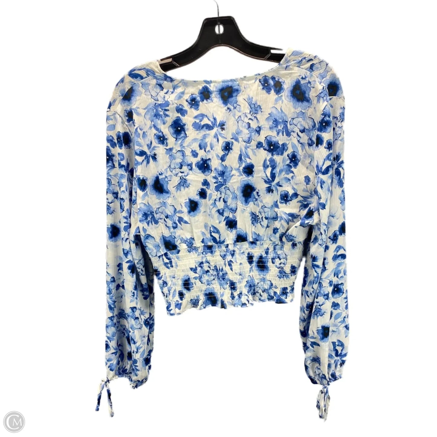Top Long Sleeve By H&m In Blue & White, Size: L