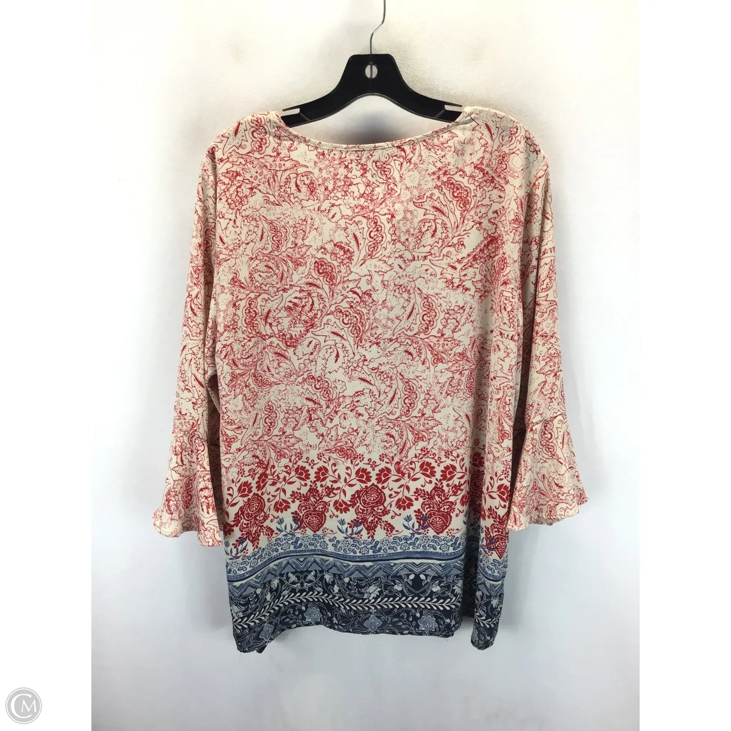 Top Long Sleeve By Style And Company In Red & White, Size: L