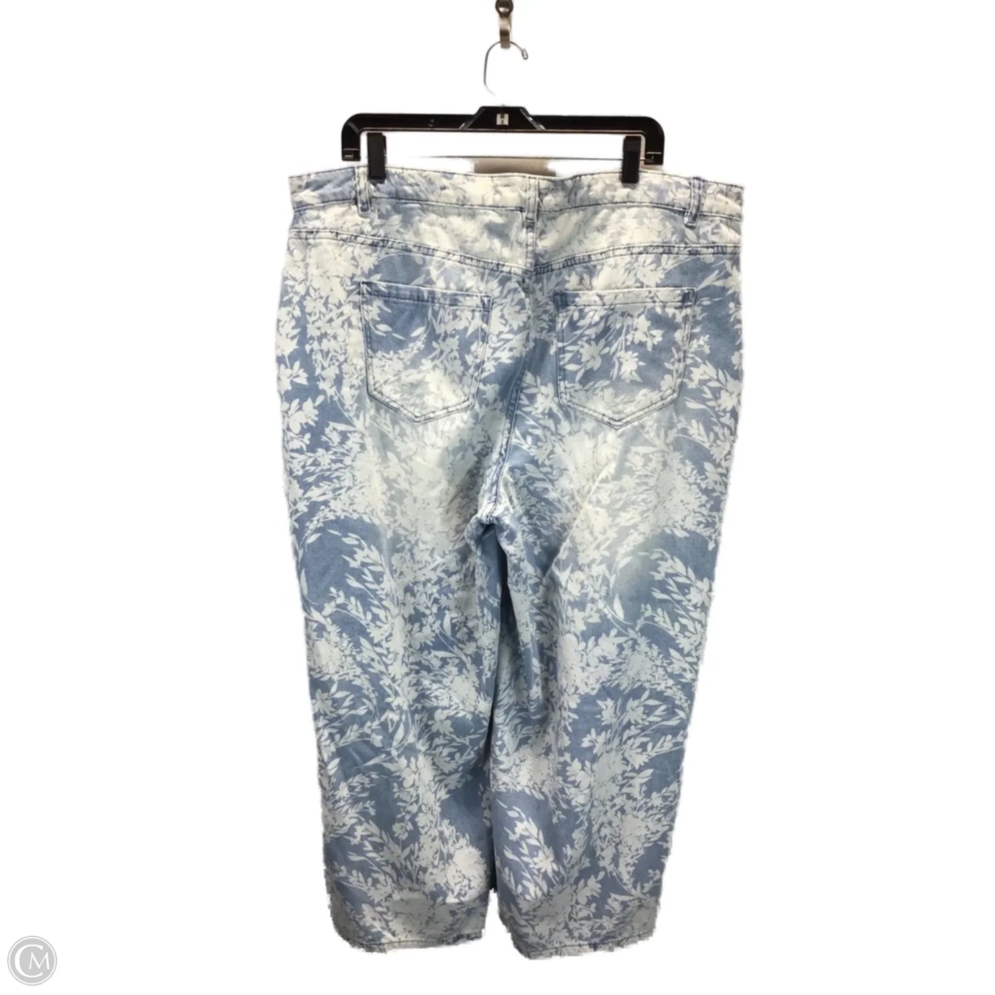 Jeans Straight By Eloquii In Blue & White, Size: 18