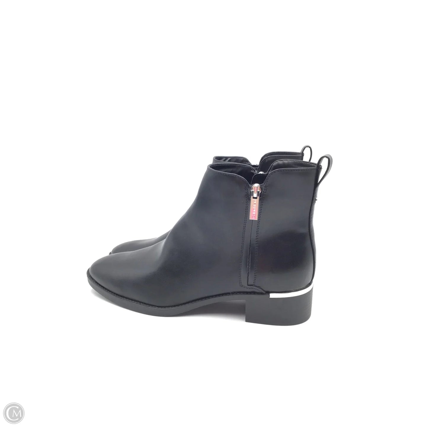 Boots Ankle Flats By Calvin Klein In Black & Silver, Size: 11