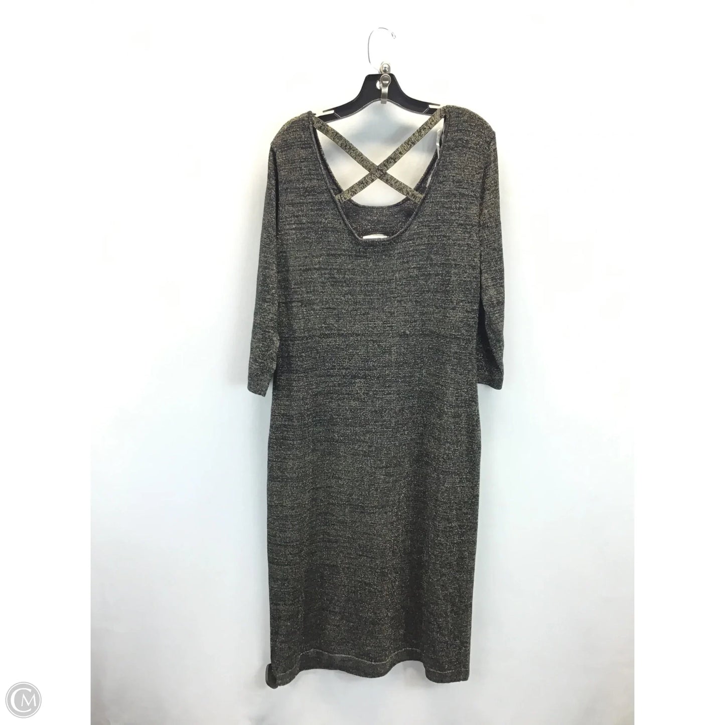 Dress Casual Midi By Allison Brittney In Black & Gold, Size: Xl