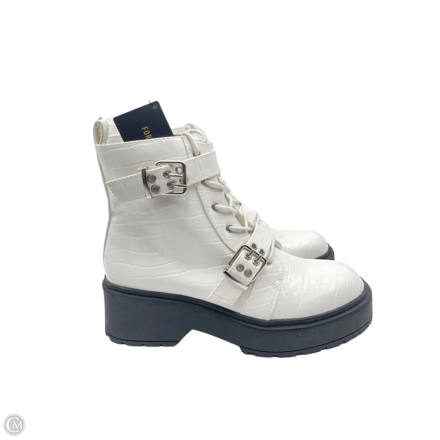 Boots Combat By Forever 21 In White, Size: 9