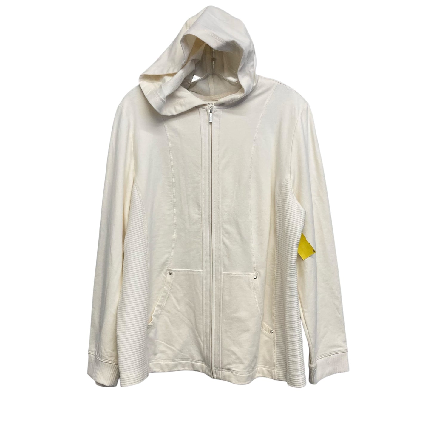 Sweatshirt Hoodie By Karen Scott In Cream, Size:Xl